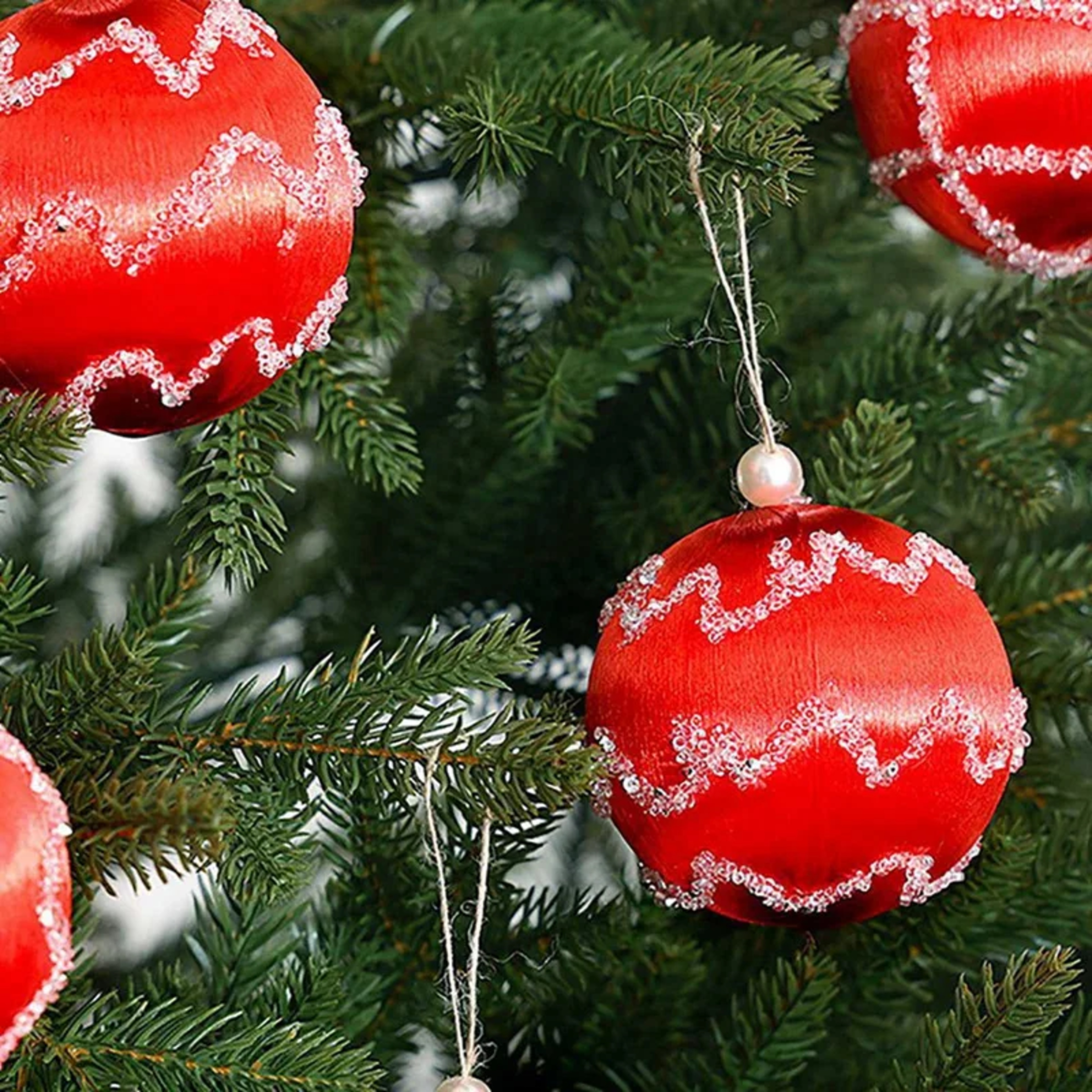 Hanging Bauble Ornament, Christmas Tree Ball, Silk Thread Sequin Decorative, New Year Party Pendants, Tree Dec Decor – view 4