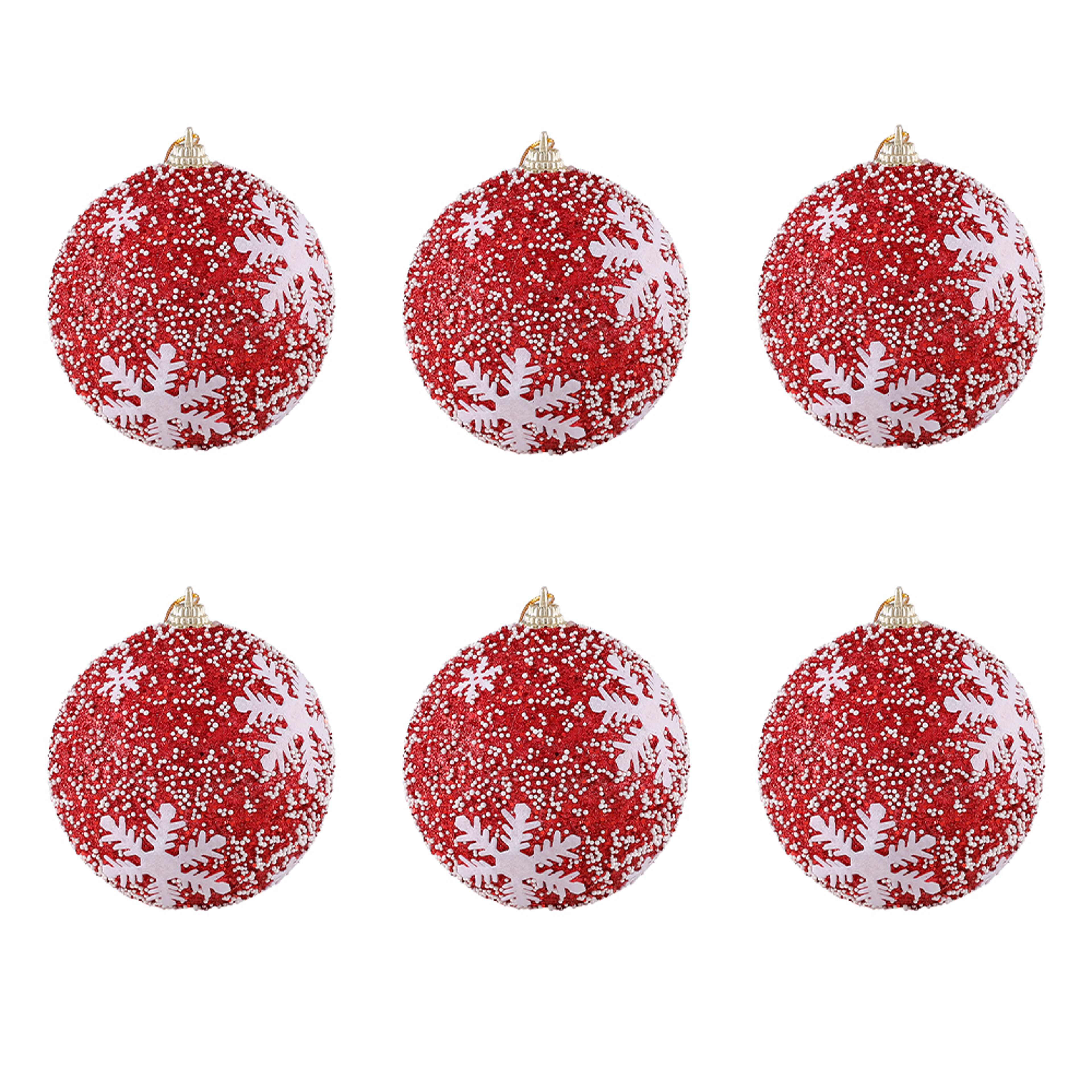 Christmas Ball Ornaments 6pcs 8cm, Red White Hanging Tree Decorations, Holiday New Year Navidad Home Decor – view 14