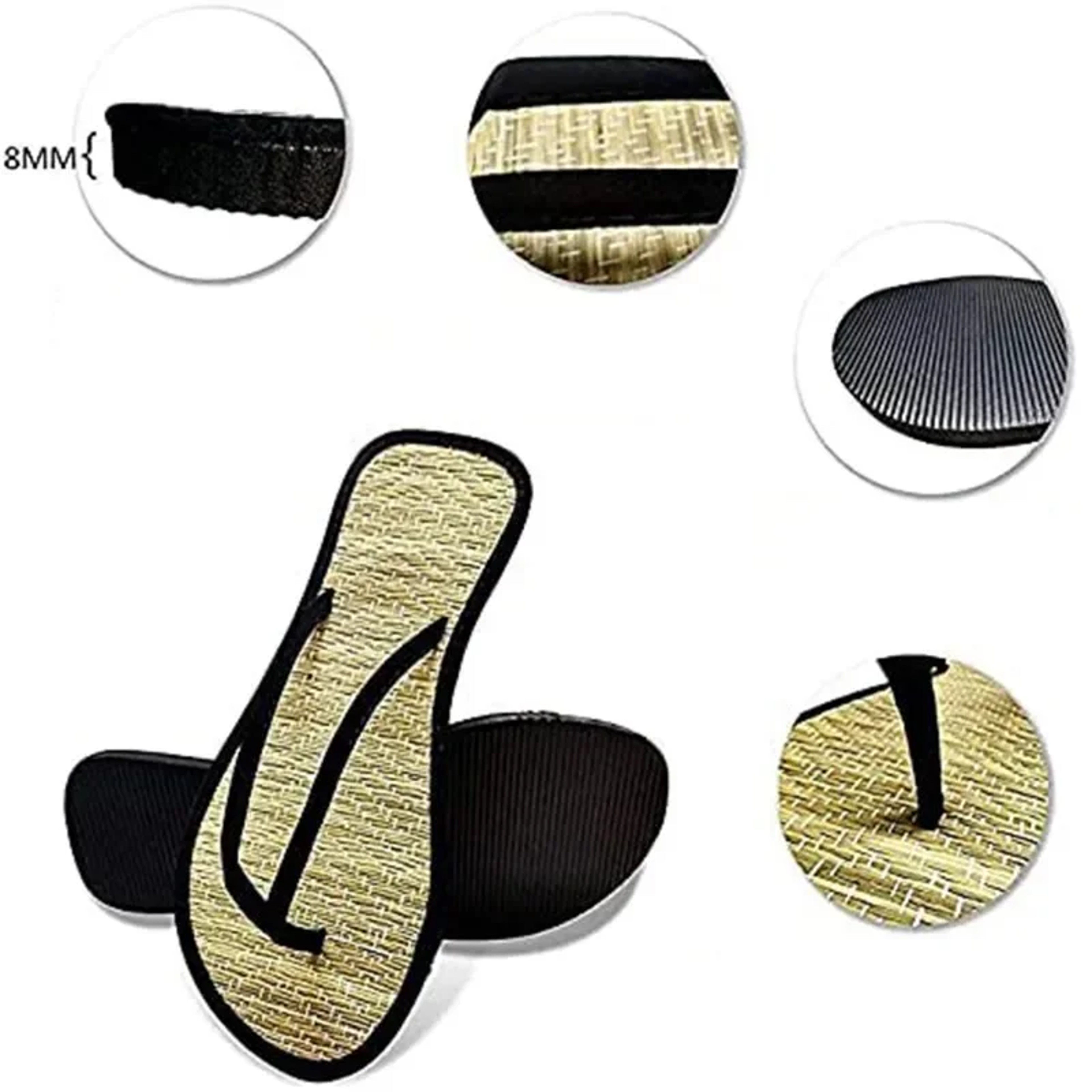 Comfortable NonSlip Slippers Summer Women Bamboo Rattan FlipFlops Fashionable Bathroom Sandals For  3