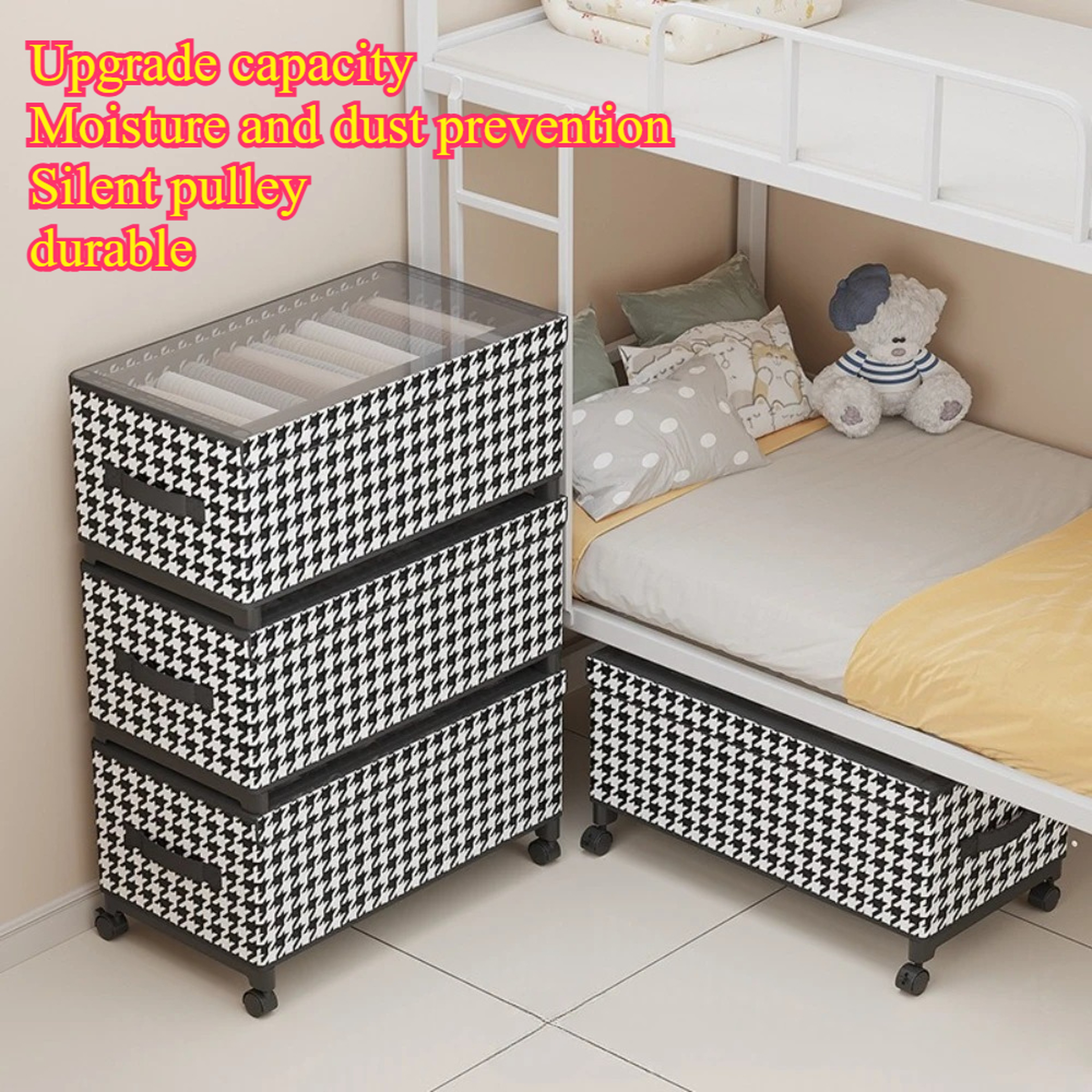 Movable Underbed Storage Box Multifunctional Toy Sorting Box DustProof Clothing Organizer Clothing