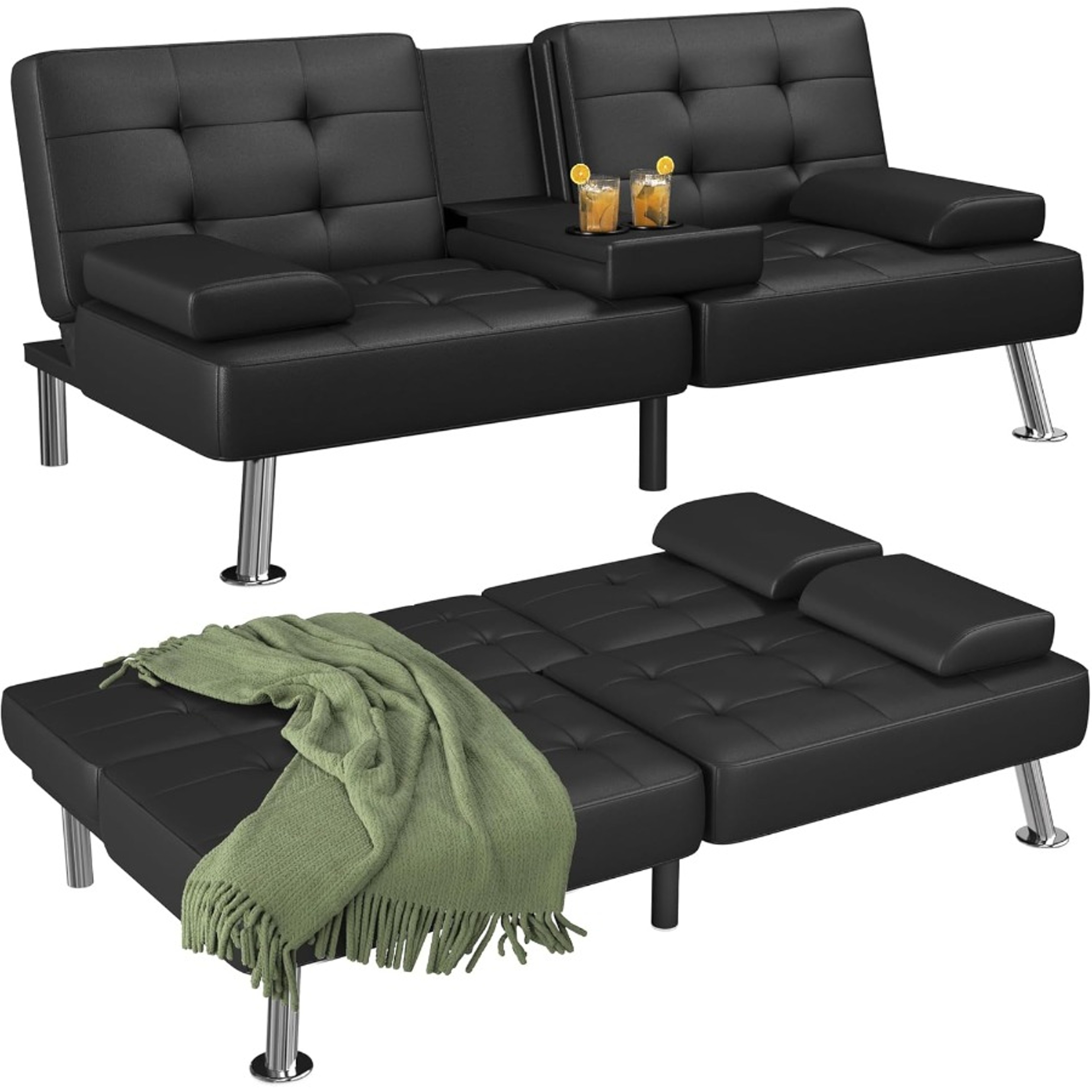 Space-Saving Modern Futon Sofa Bed with Convertible Recliner Design, Ideal Living Room Solution – view 1