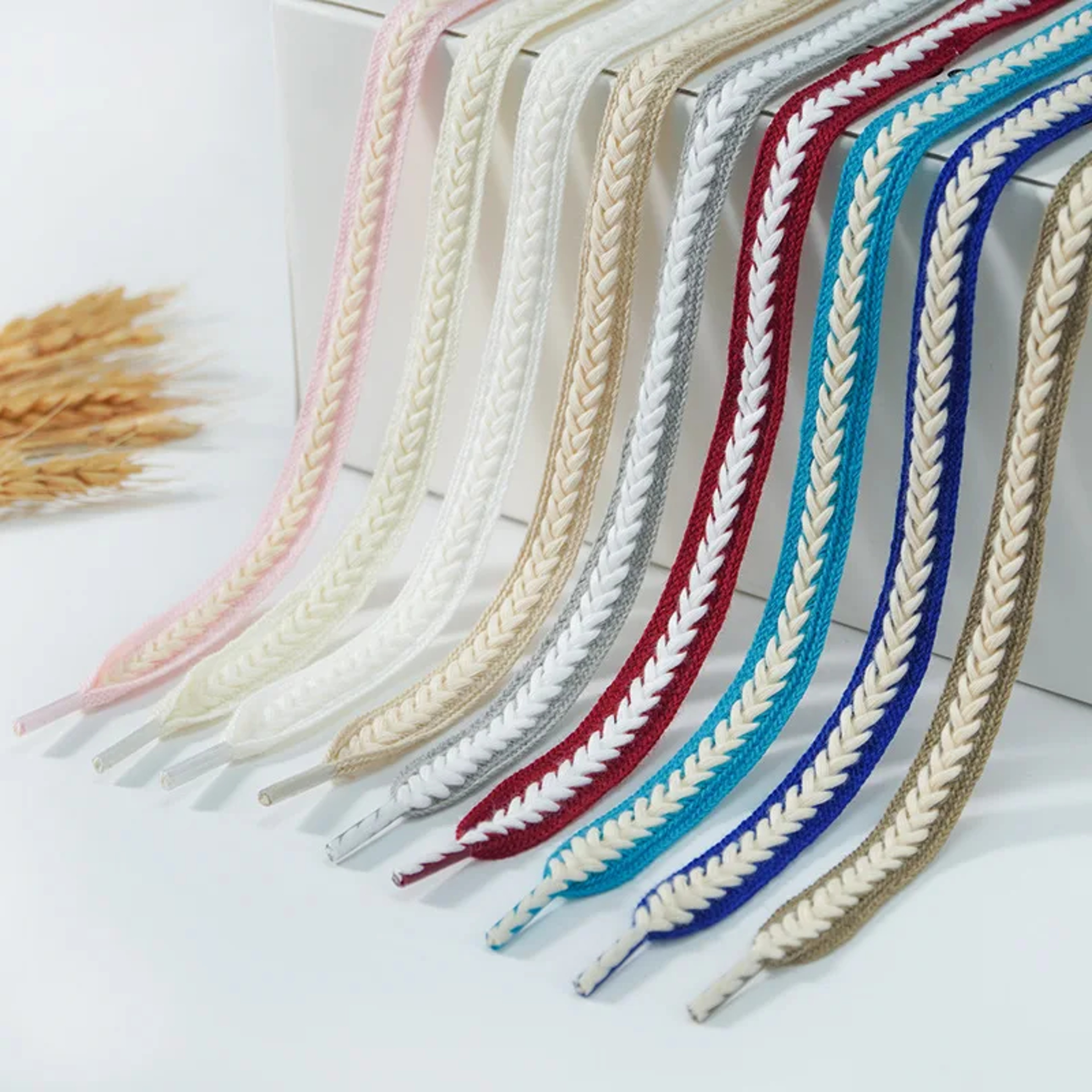 Fashion Wheat Shoelaces 1Pair Sneakers Flat Shoelace 15cm Widen Brand Cotton Laces For Shoes 0