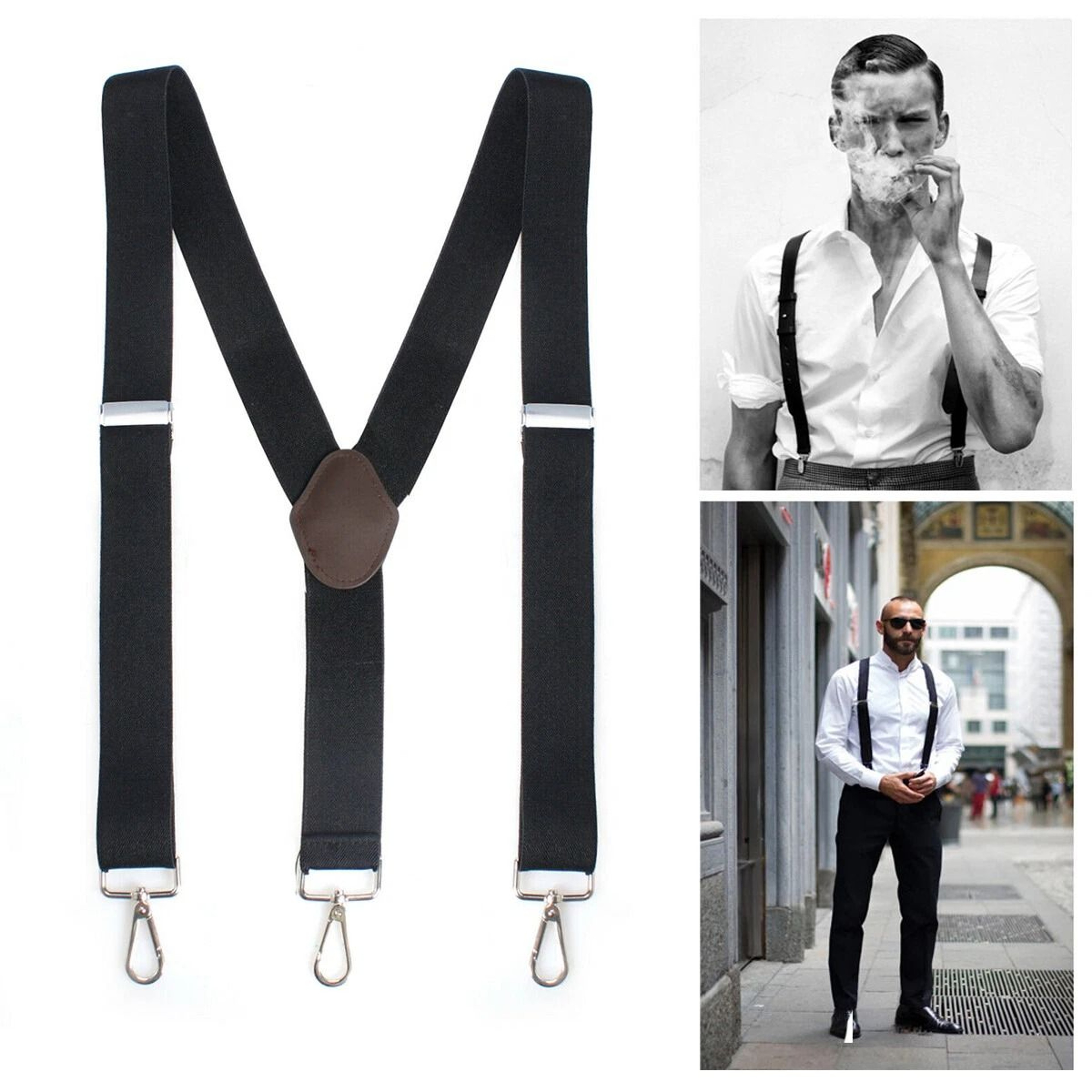 Mens suspenders with belt hooks