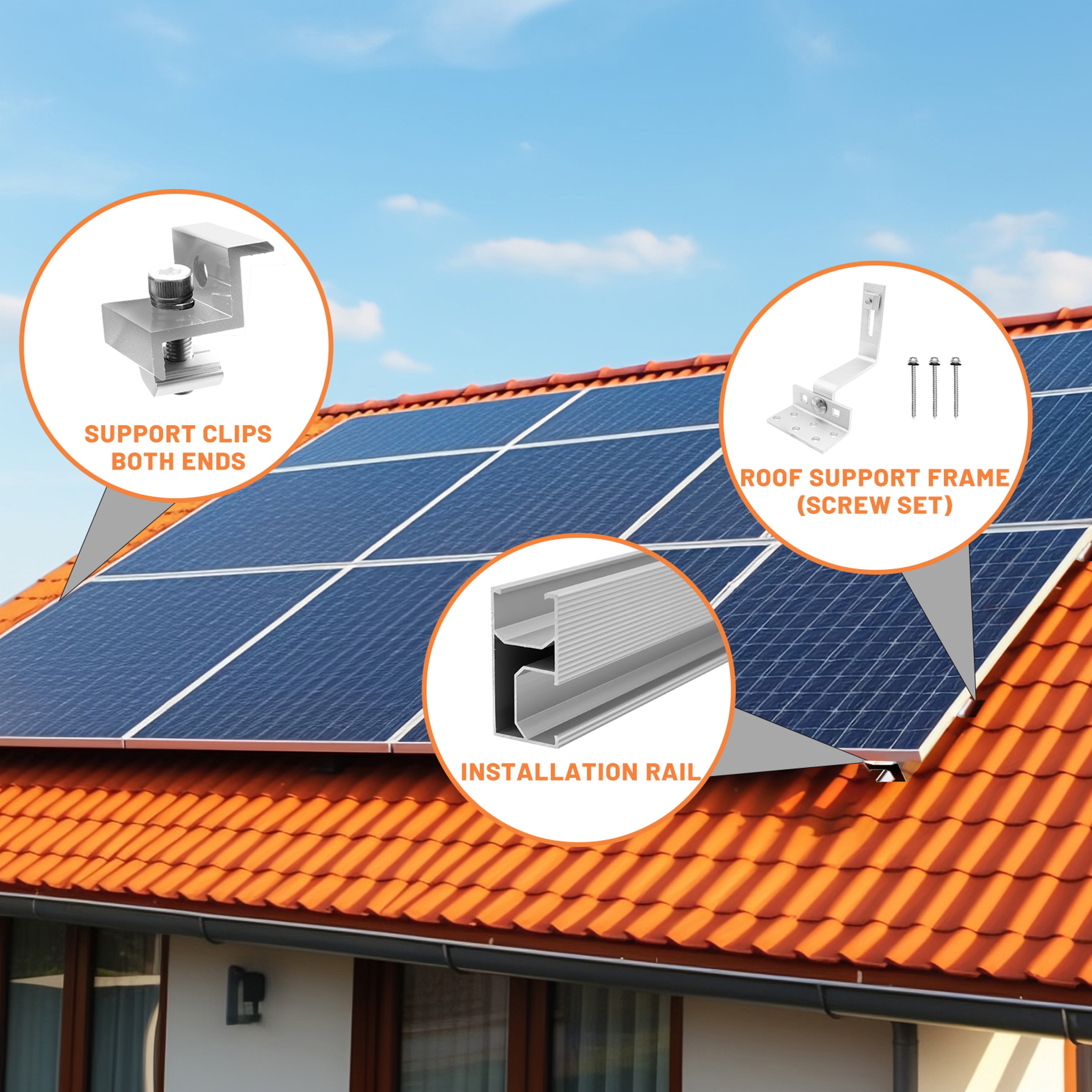 Solar Panel Mounting Set Aluminum Mounting Rail Photovoltaic Mounting Rail For Solar Panel 6