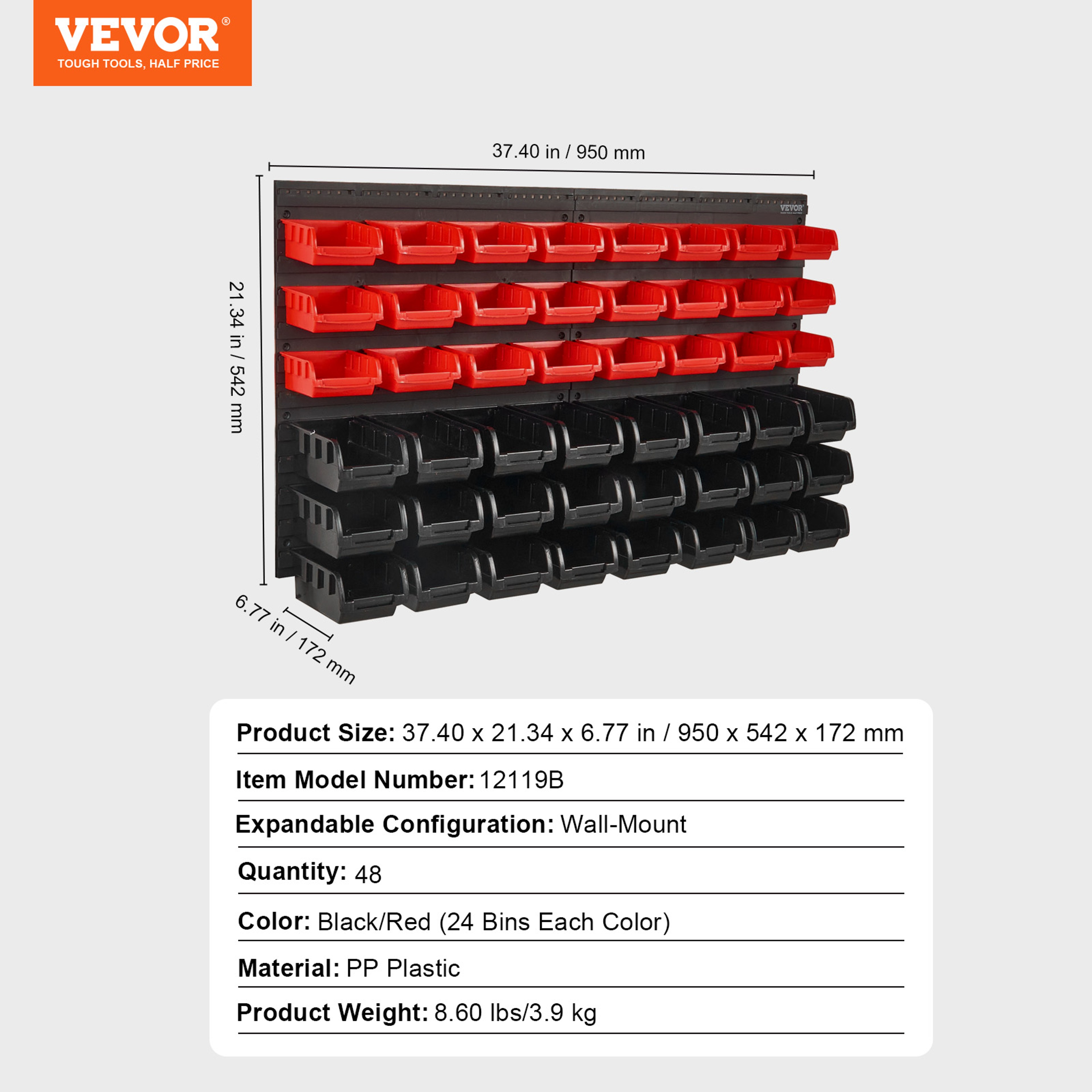Wall Mounted Garage Storage Bins, SucceBuy Tool Organizer, Parts Containers for Nuts, Bolts, Screws – view 7
