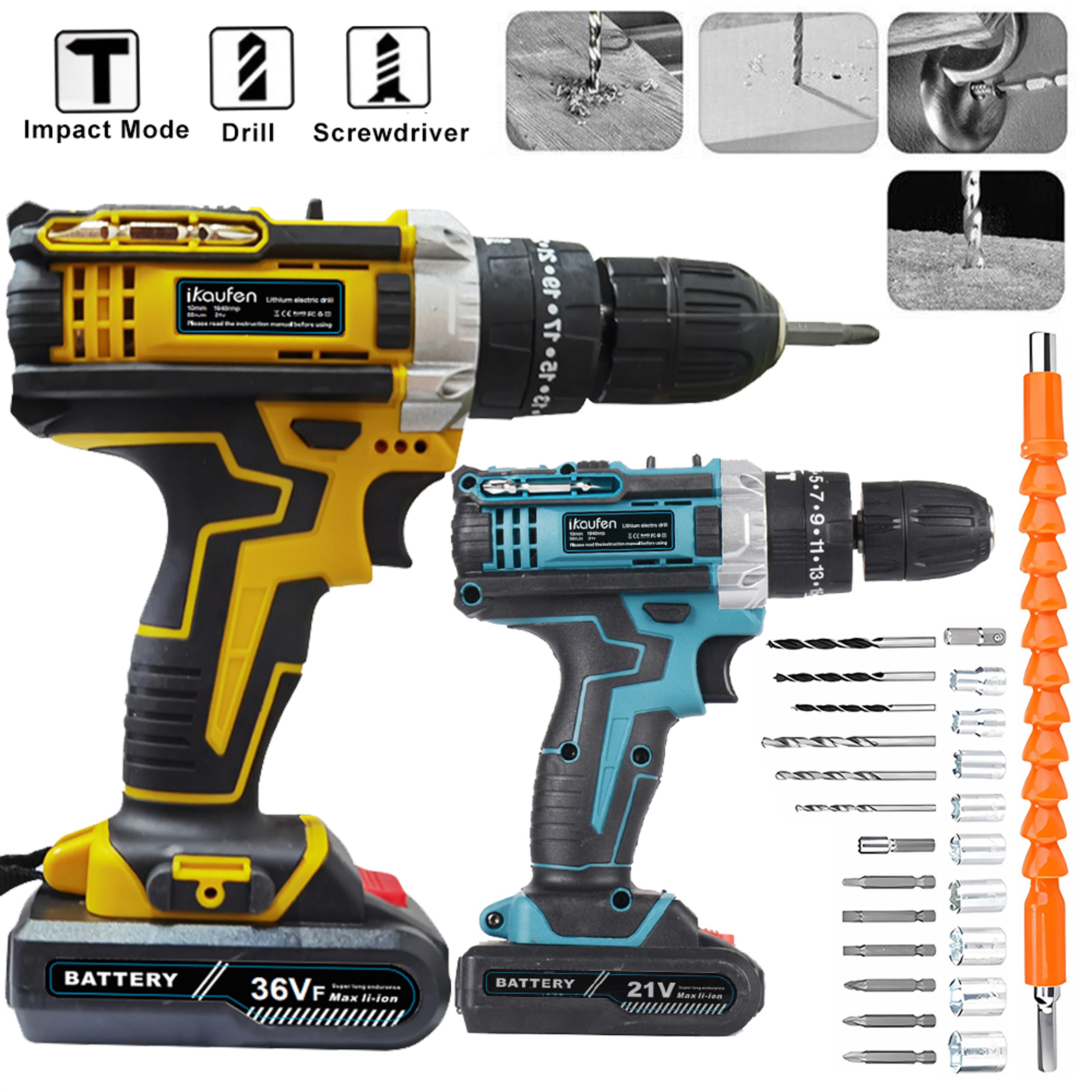 Impact Drill With Rechargeable Lithium Battery CrossBorder Flashlight Gun Electric Screwdriver For  3