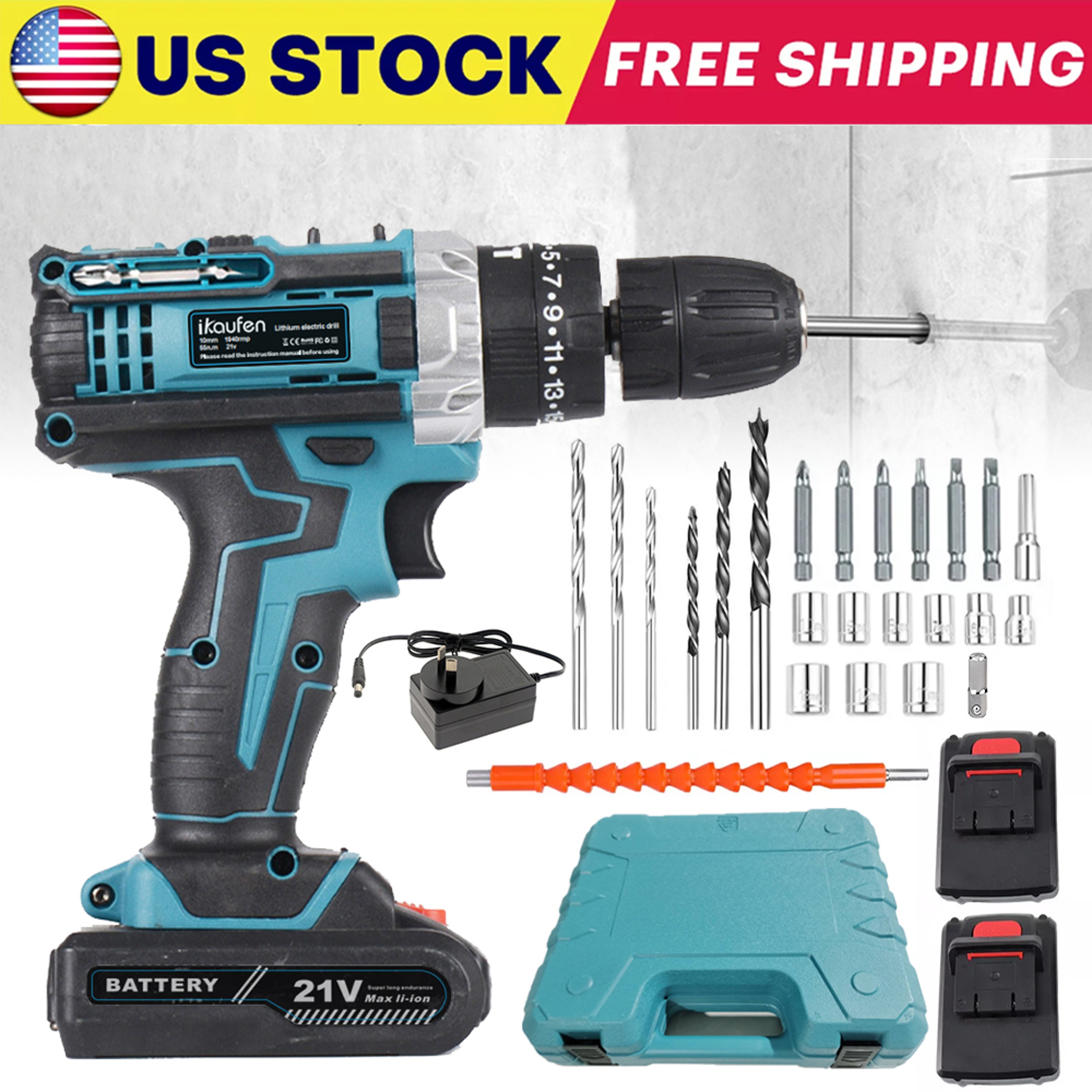 Impact Drill With Rechargeable Lithium Battery CrossBorder Flashlight Gun Electric Screwdriver For  4