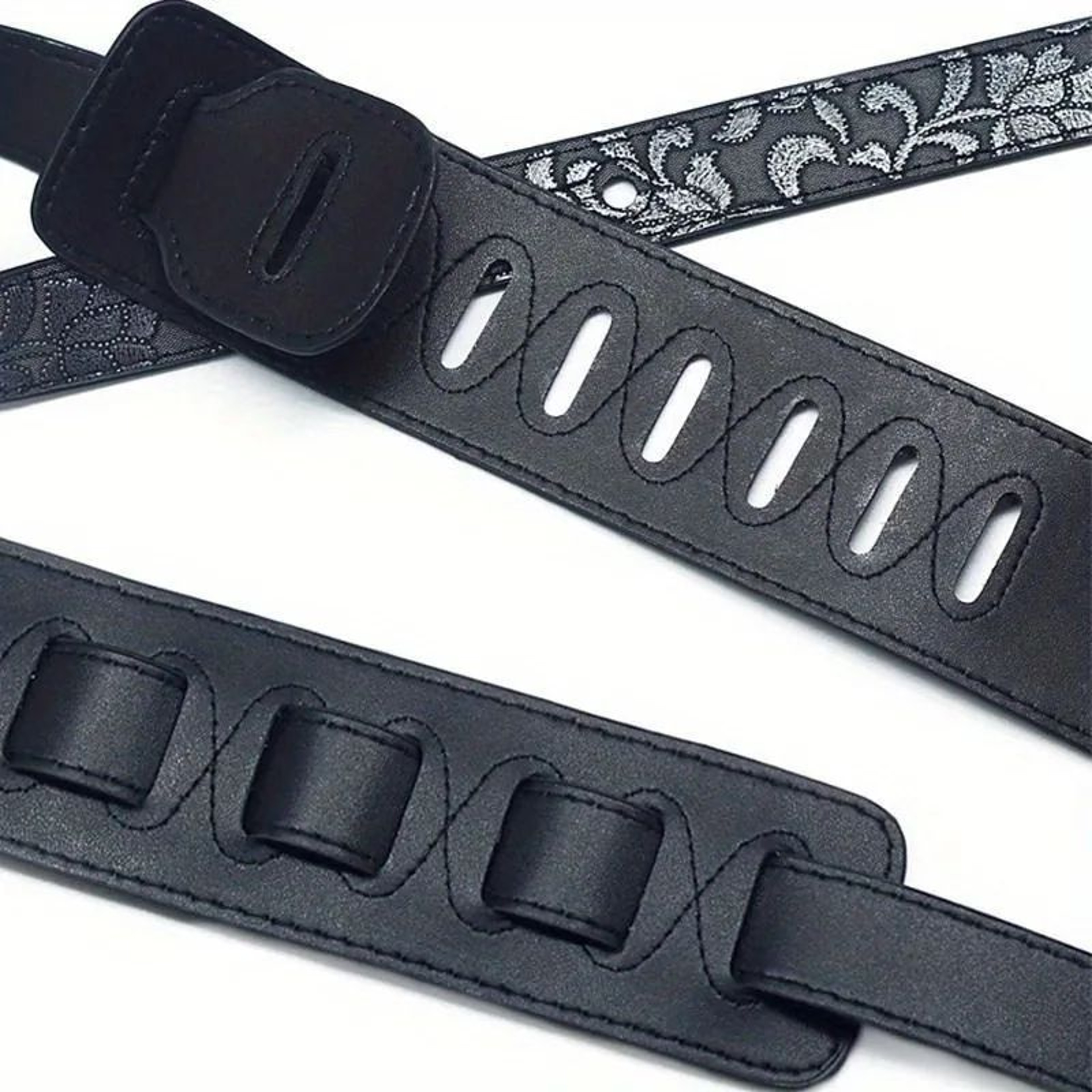 Premium PU Leather Guitar Strap Wide Adjustable Length Soft Embroidered Belt For Classical Electric 5