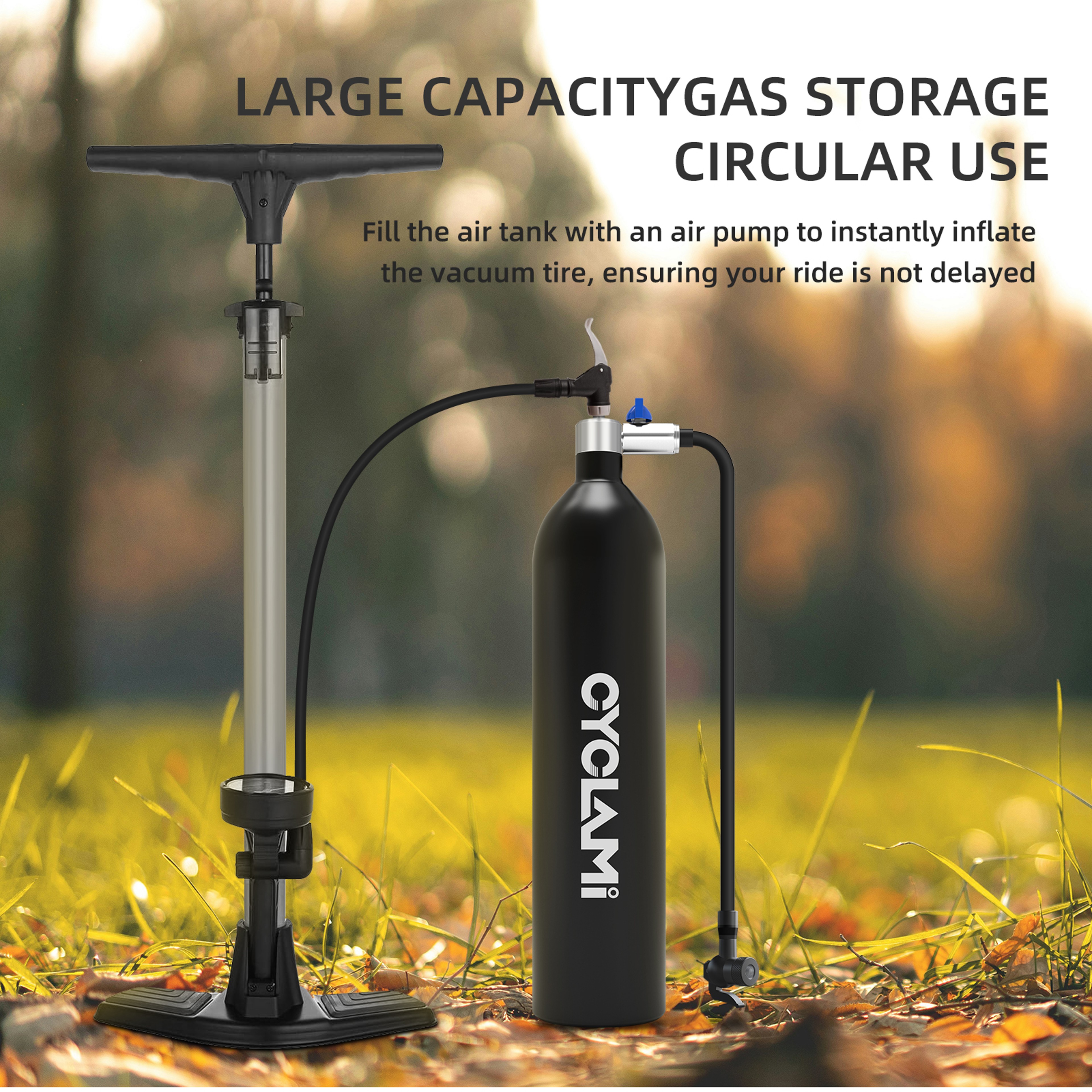 High-Pressure Aluminum Alloy 1.3L MTB Road Inflator Tyre Air Bottle, Tubeless Tire Booster with Valve Gas Cylinder – view 5