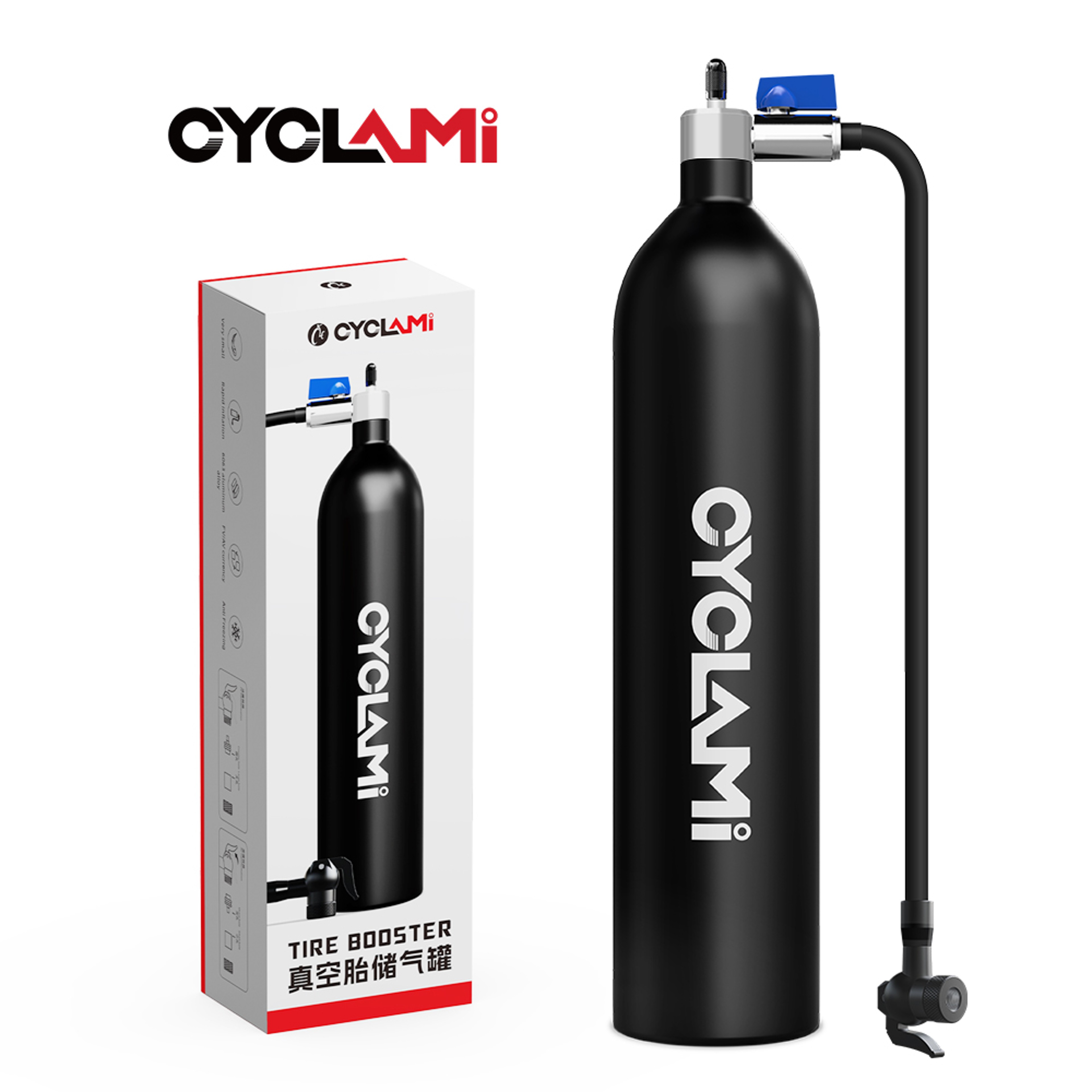High-Pressure Aluminum Alloy 1.3L MTB Road Inflator Tyre Air Bottle, Tubeless Tire Booster with Valve Gas Cylinder – view 7