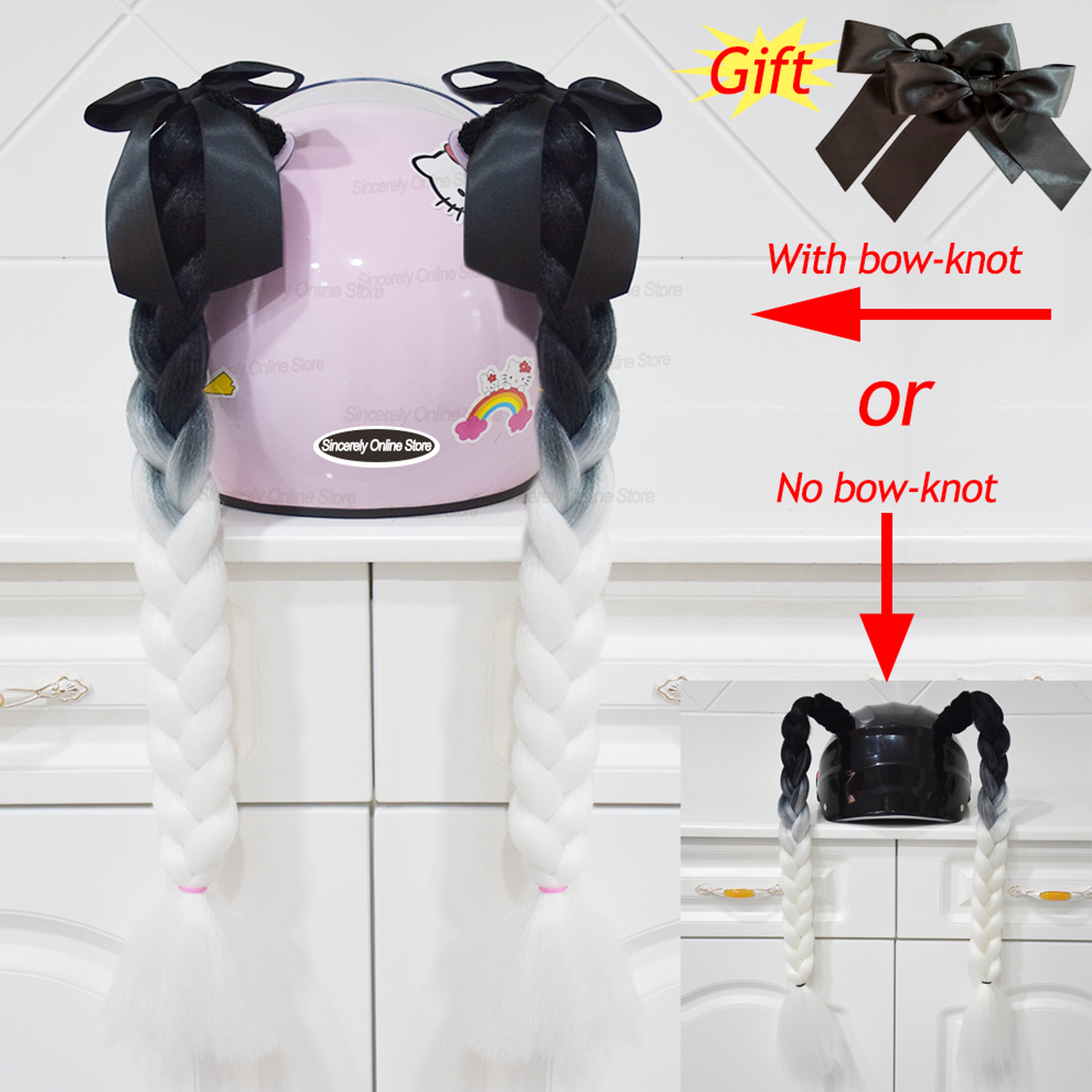 Twist Dual Pigtail Wig for Motorcycle Helmet, Women Braided Hairpiece with Sucker Attachment for Motorbike Helmets – view 26