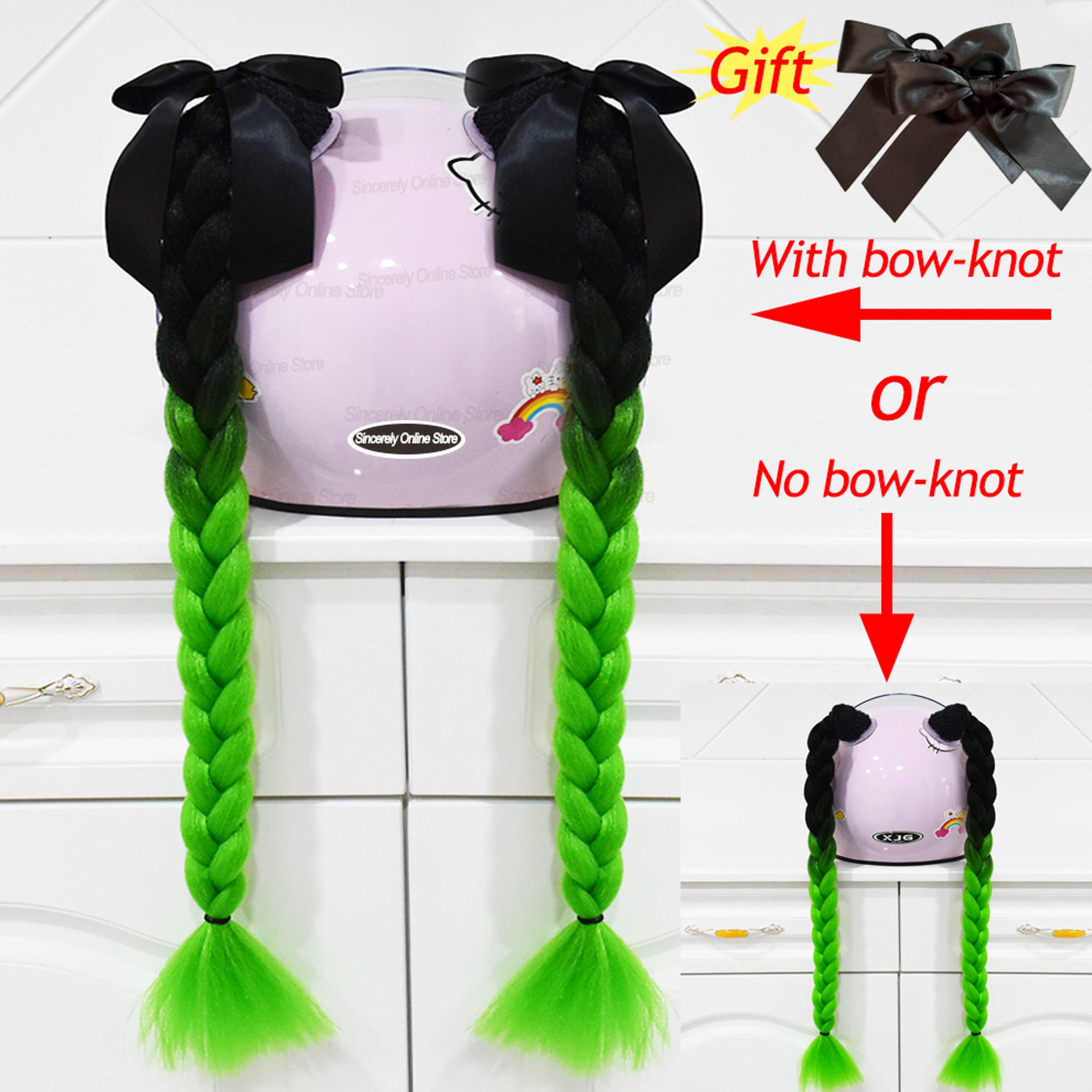 Twist Dual Pigtail Wig for Motorcycle Helmet, Women Braided Hairpiece with Sucker Attachment for Motorbike Helmets – view 29