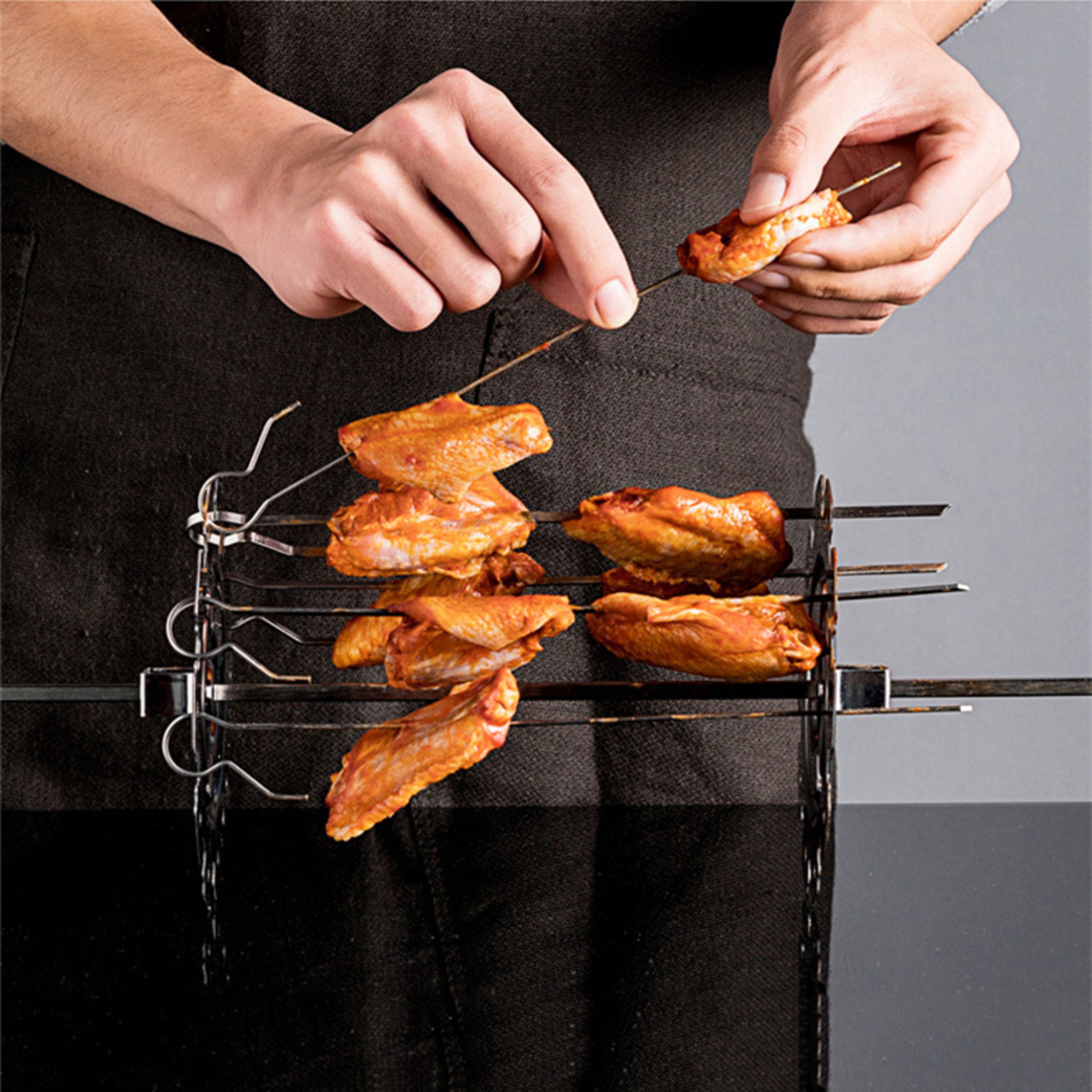 Premium Oven Grill Cage Stainless Steel Skewers For Rotating BBQ HeatResistant NonStick Kebab Maker 1