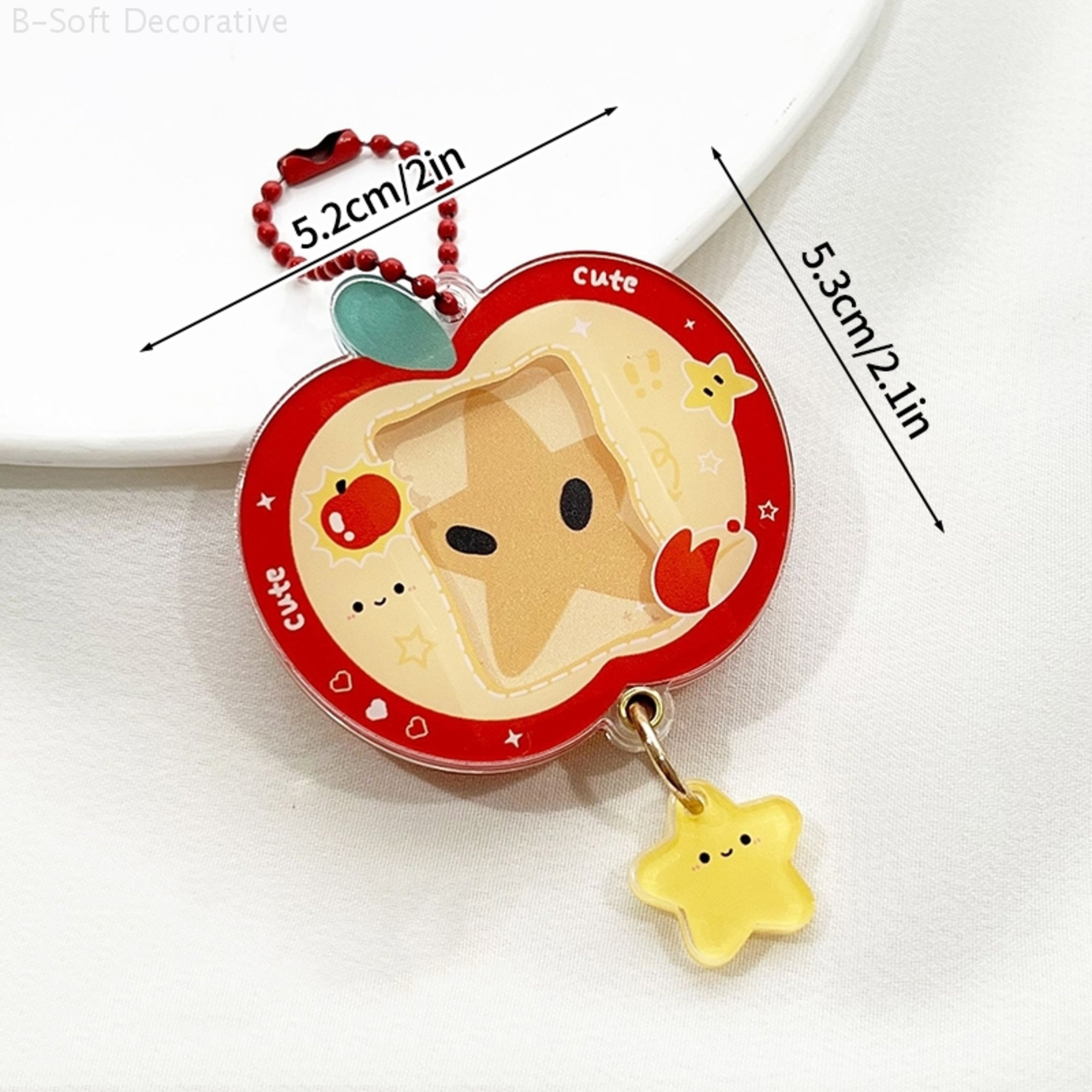 Acrylic Kpop Idol Photocard Holder Photo Card Protector Cover with Keychain, Cartoon Apple Shaped Mini Album for Bag – view 11