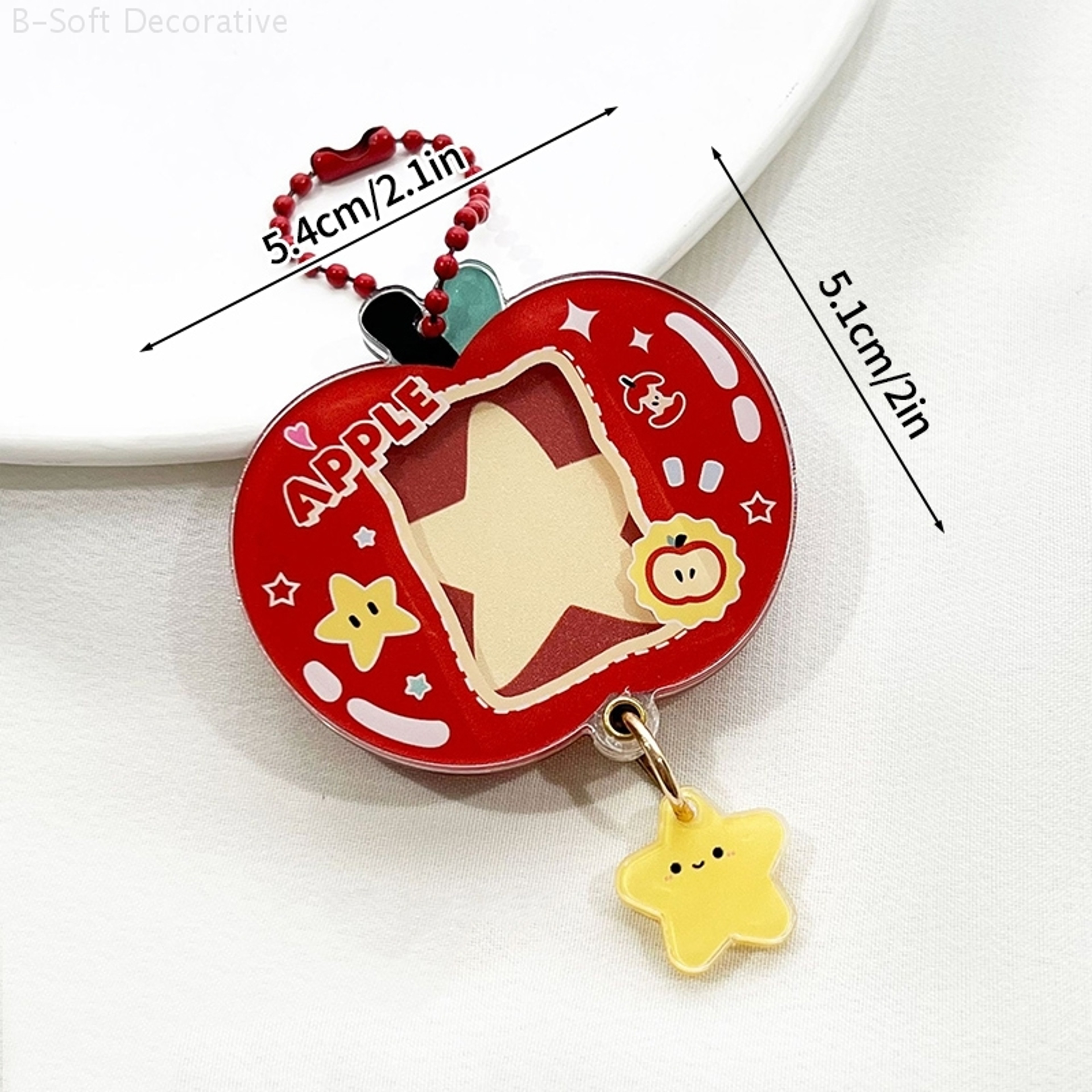 Acrylic Kpop Idol Photocard Holder Photo Card Protector Cover with Keychain, Cartoon Apple Shaped Mini Album for Bag – view 13
