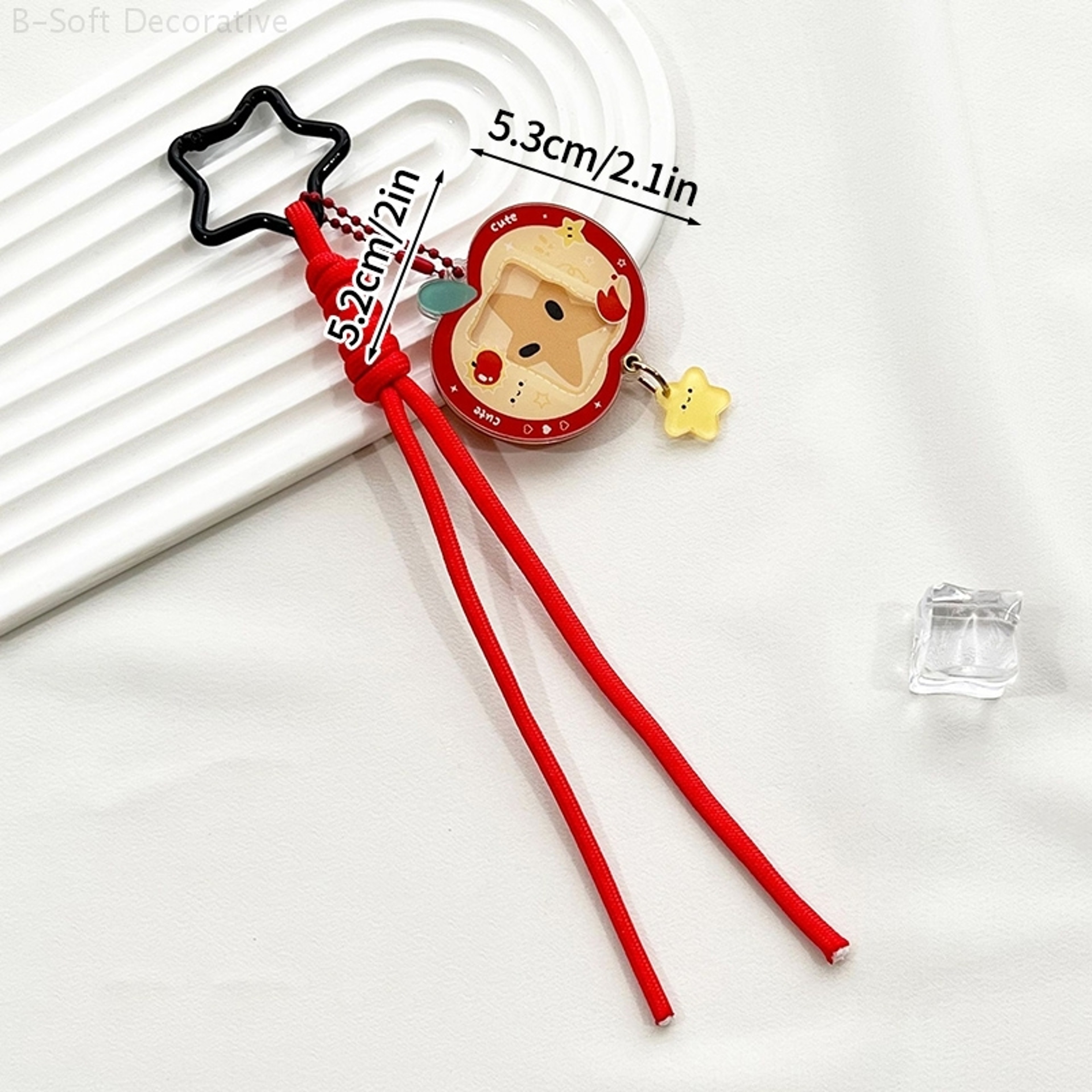 Acrylic Kpop Idol Photocard Holder Photo Card Protector Cover with Keychain, Cartoon Apple Shaped Mini Album for Bag – view 16