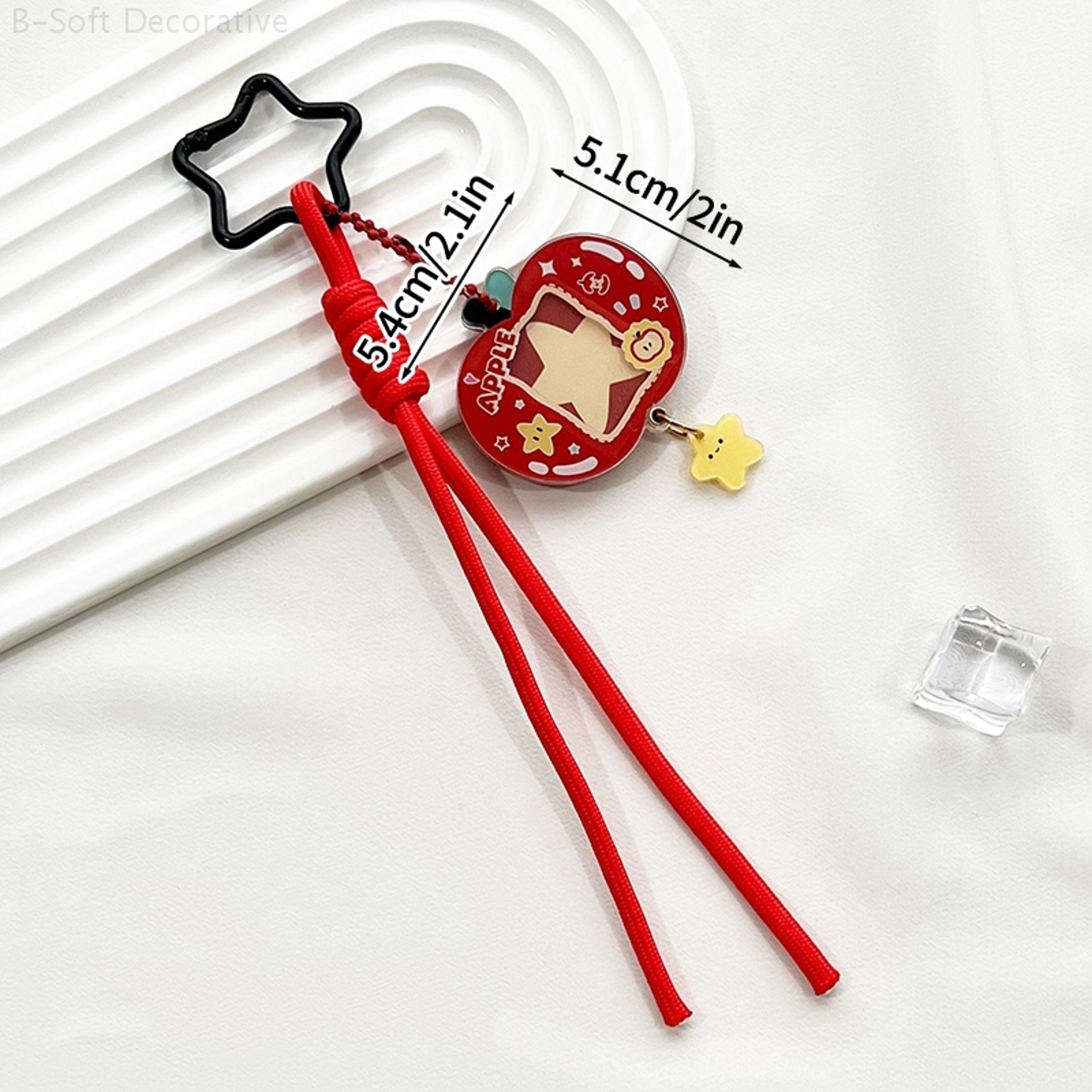 Acrylic Kpop Idol Photocard Holder Photo Card Protector Cover with Keychain, Cartoon Apple Shaped Mini Album for Bag – view 17