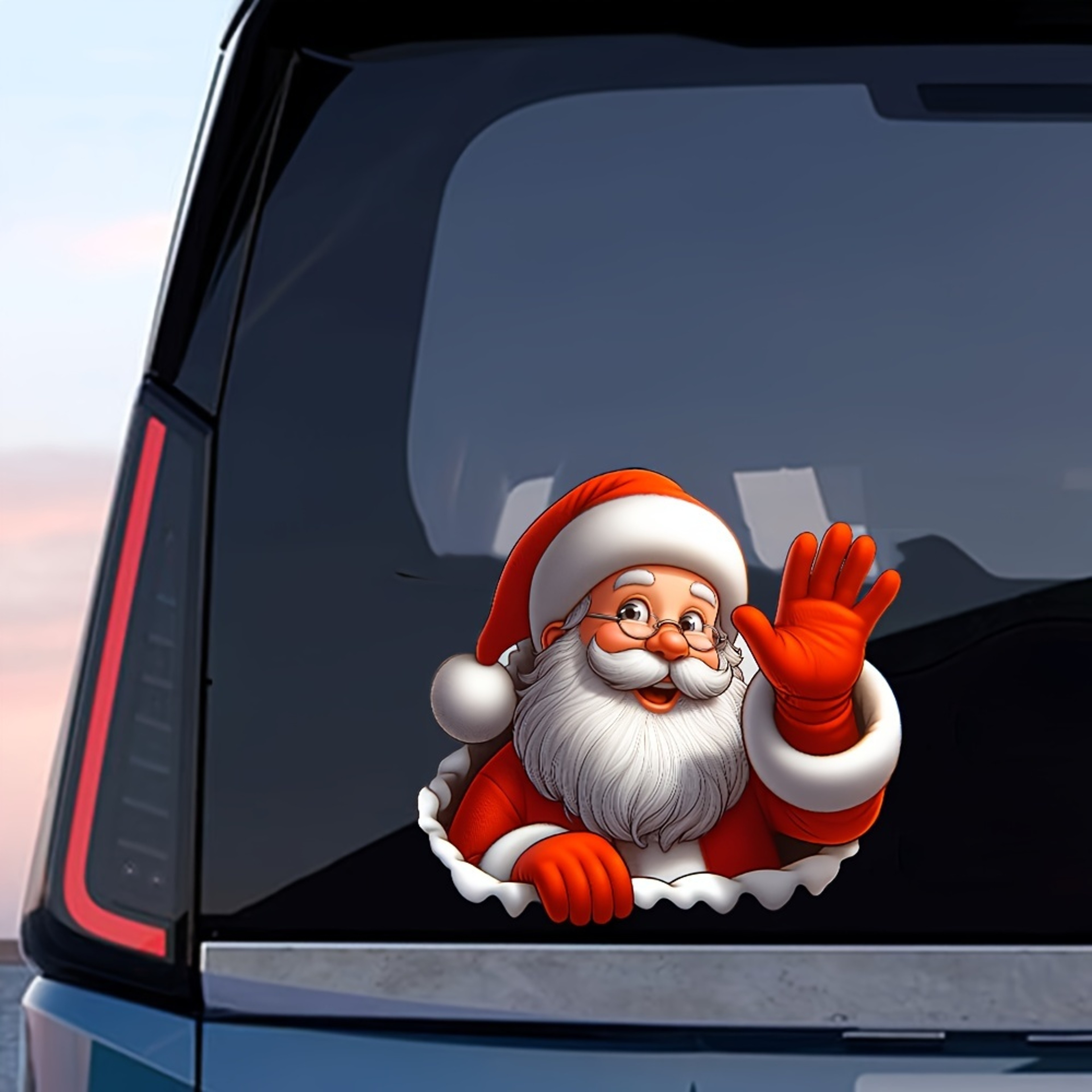 Self-Adhesive Decorative Sticker, Santa Claus Waving, Christmas PVC Car and Window Vinyl – view 2