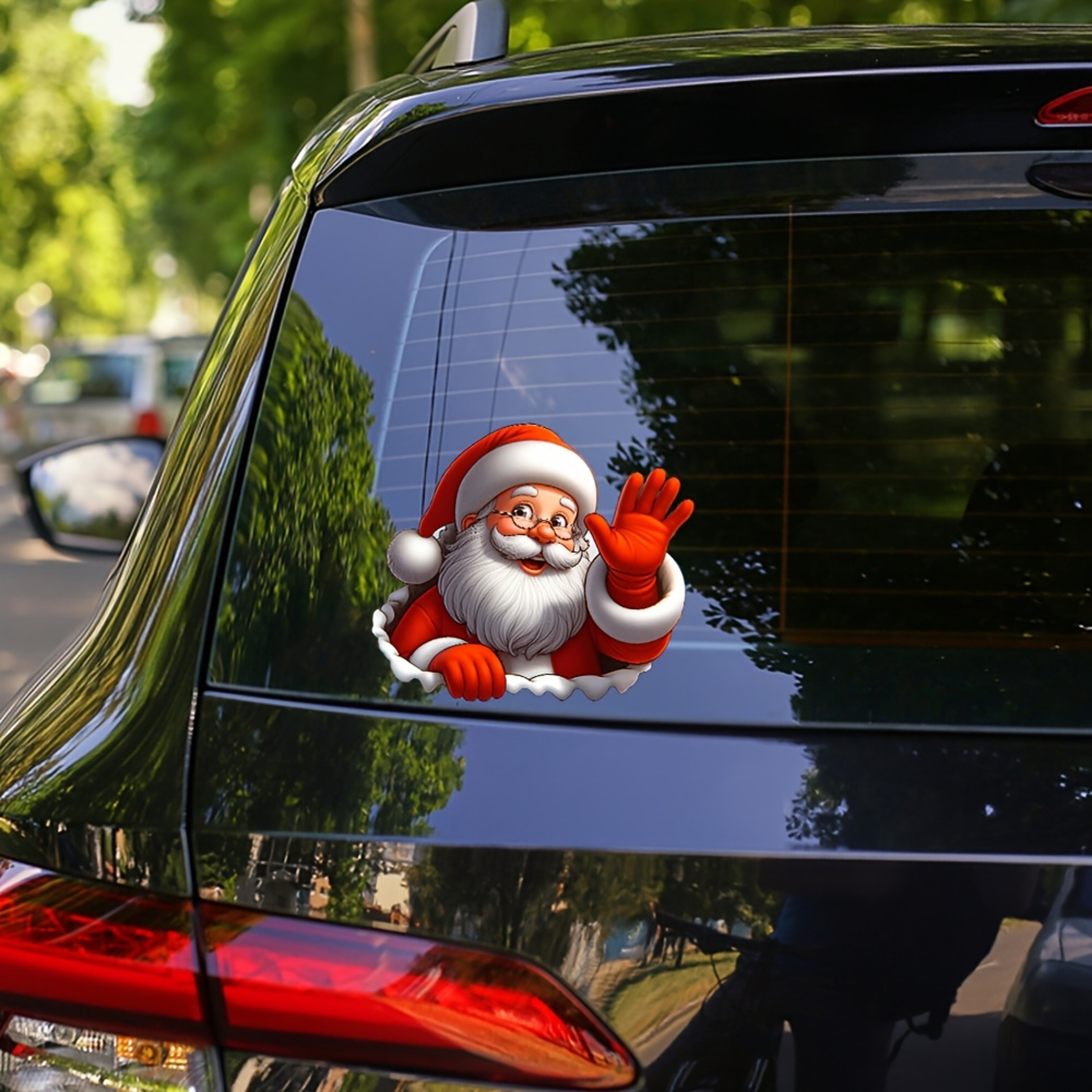 Self-Adhesive Decorative Sticker, Santa Claus Waving, Christmas PVC Car and Window Vinyl – view 4
