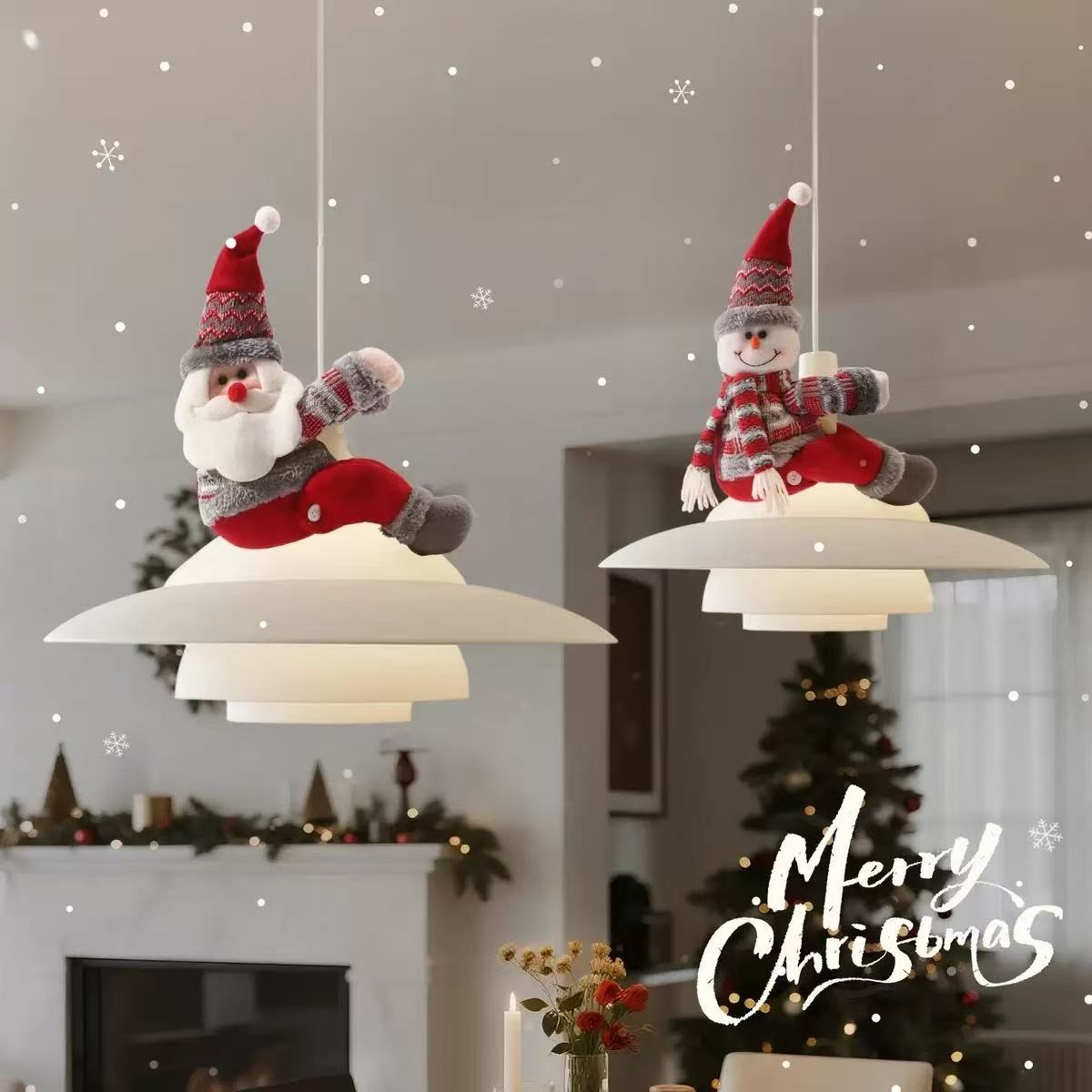 Santa Claus Ornaments Christmas Decorations Pendant Lights Window Decorations Curtain Decorations C 0