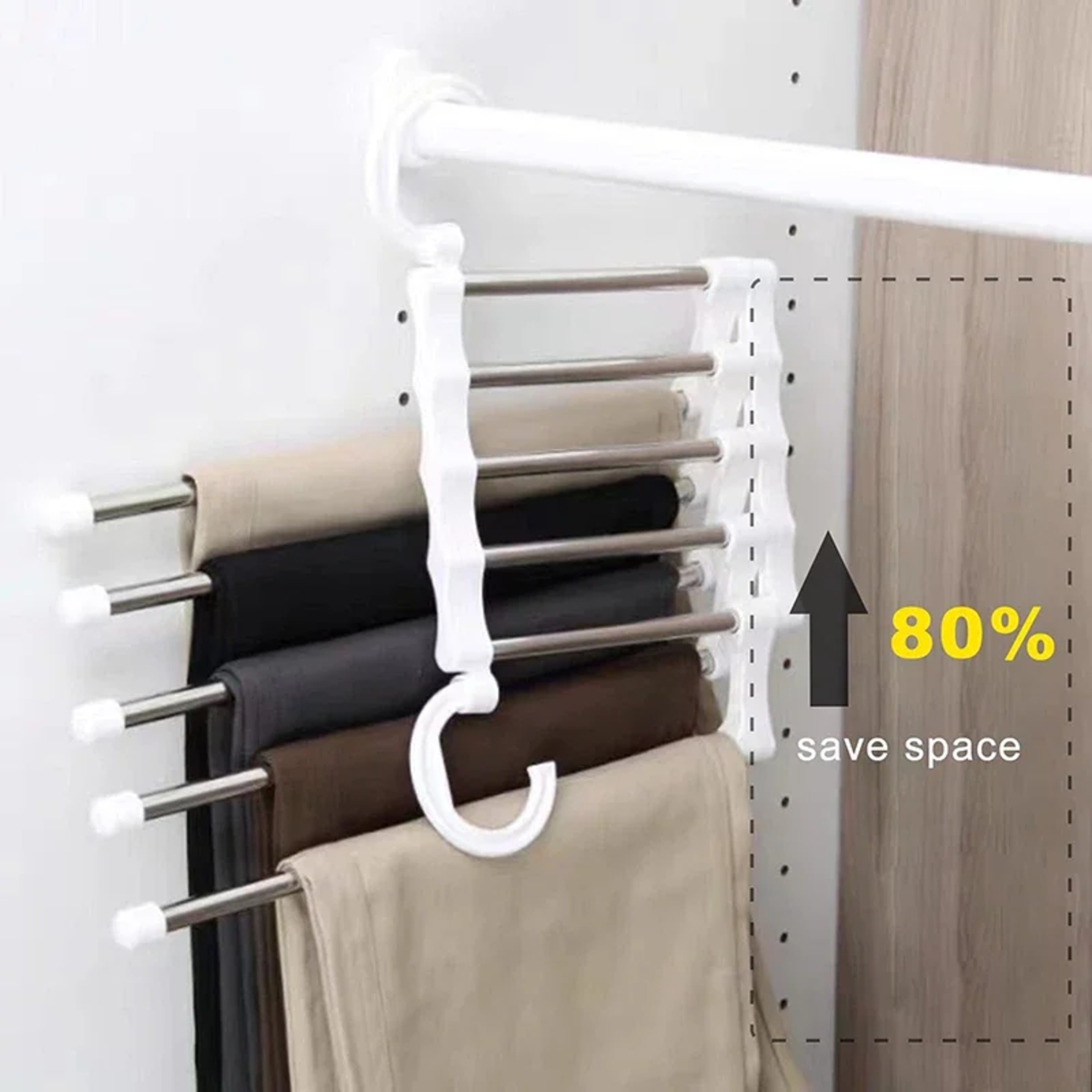 Folding Pants Hanger Stainless Steel Tie Hanger Clothes Rack Tongs Clothes Hangers Bedroom Closet Organizer Pant Rack – view 2