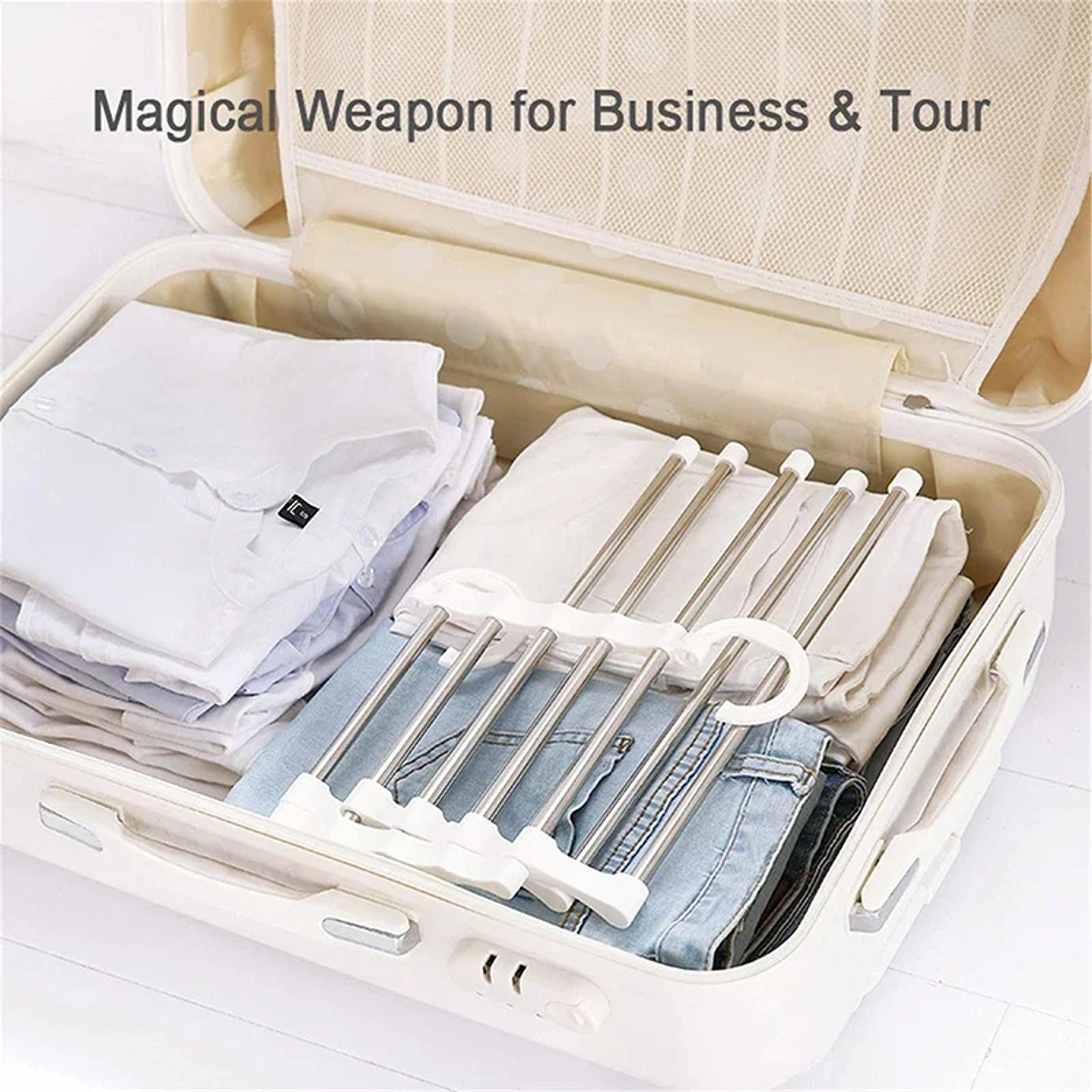 Folding Pants Hanger Stainless Steel Tie Hanger Clothes Rack Tongs Clothes Hangers Bedroom Closet Organizer Pant Rack – view 3