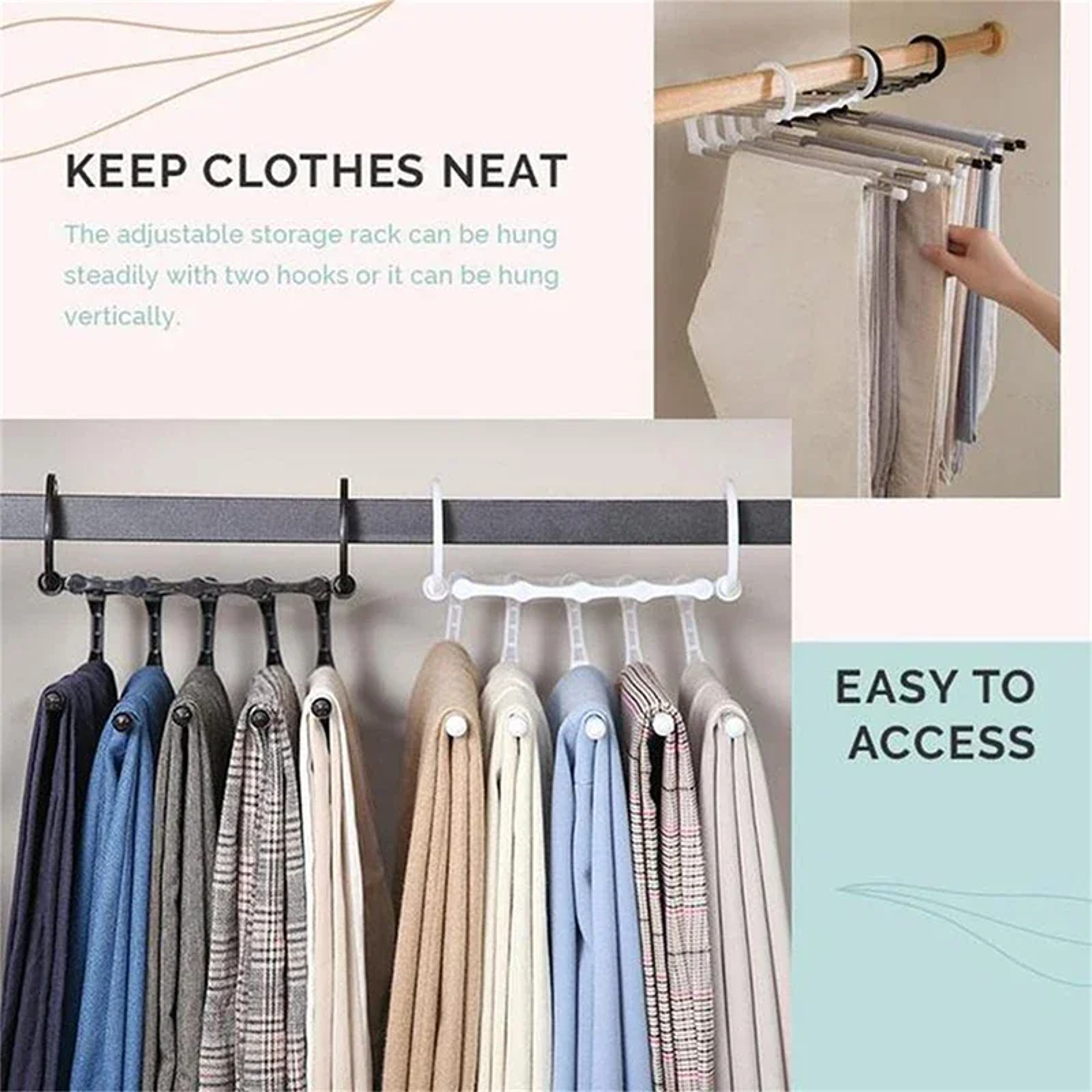 Folding Pants Hanger Stainless Steel Tie Hanger Clothes Rack Tongs Clothes Hangers Bedroom Closet Organizer Pant Rack – view 5