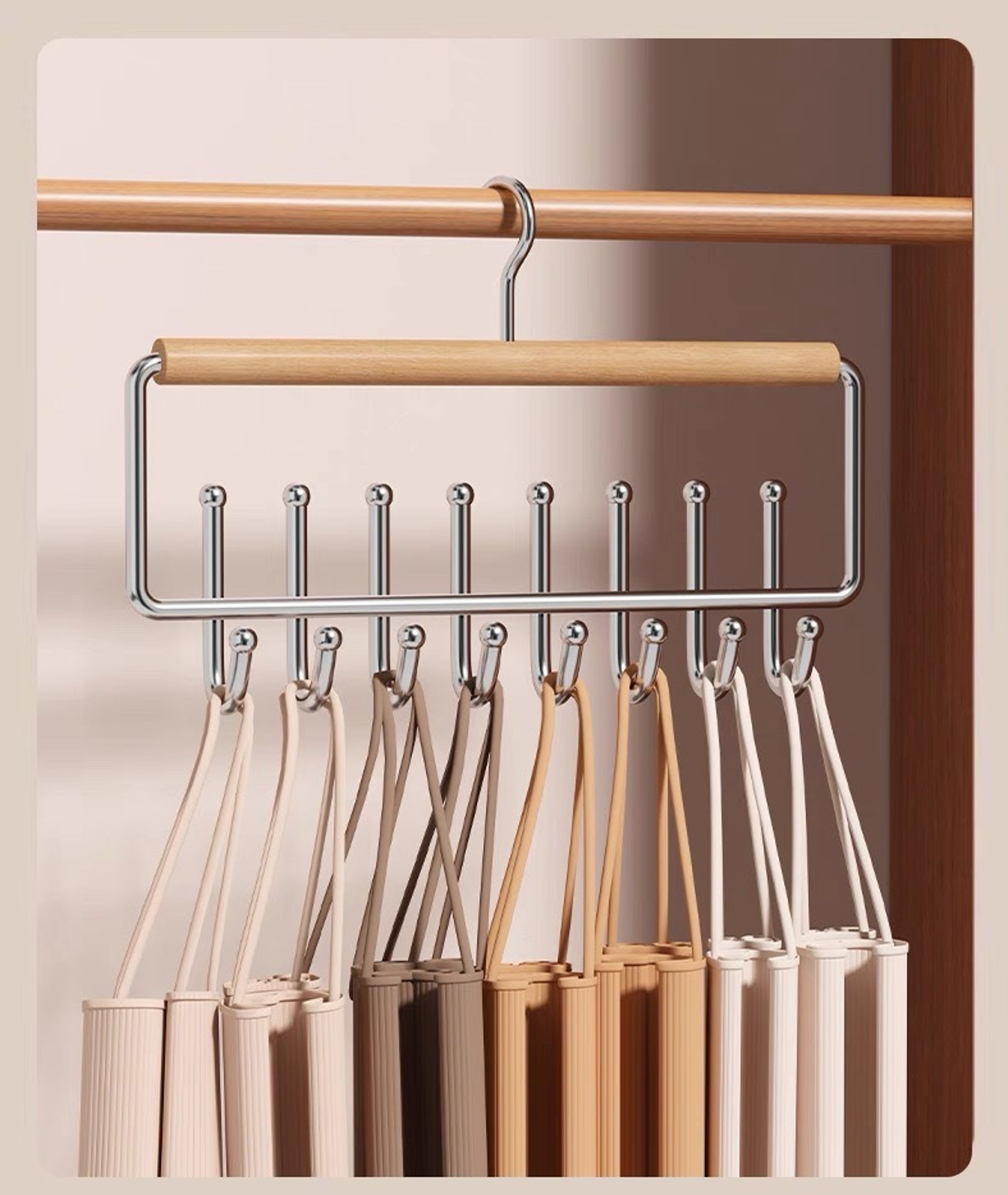 Wave Wardrobe Drying Rack Multifunctional Hanger Storage For Underwear Vest Solid Wood Hook For Hom 3