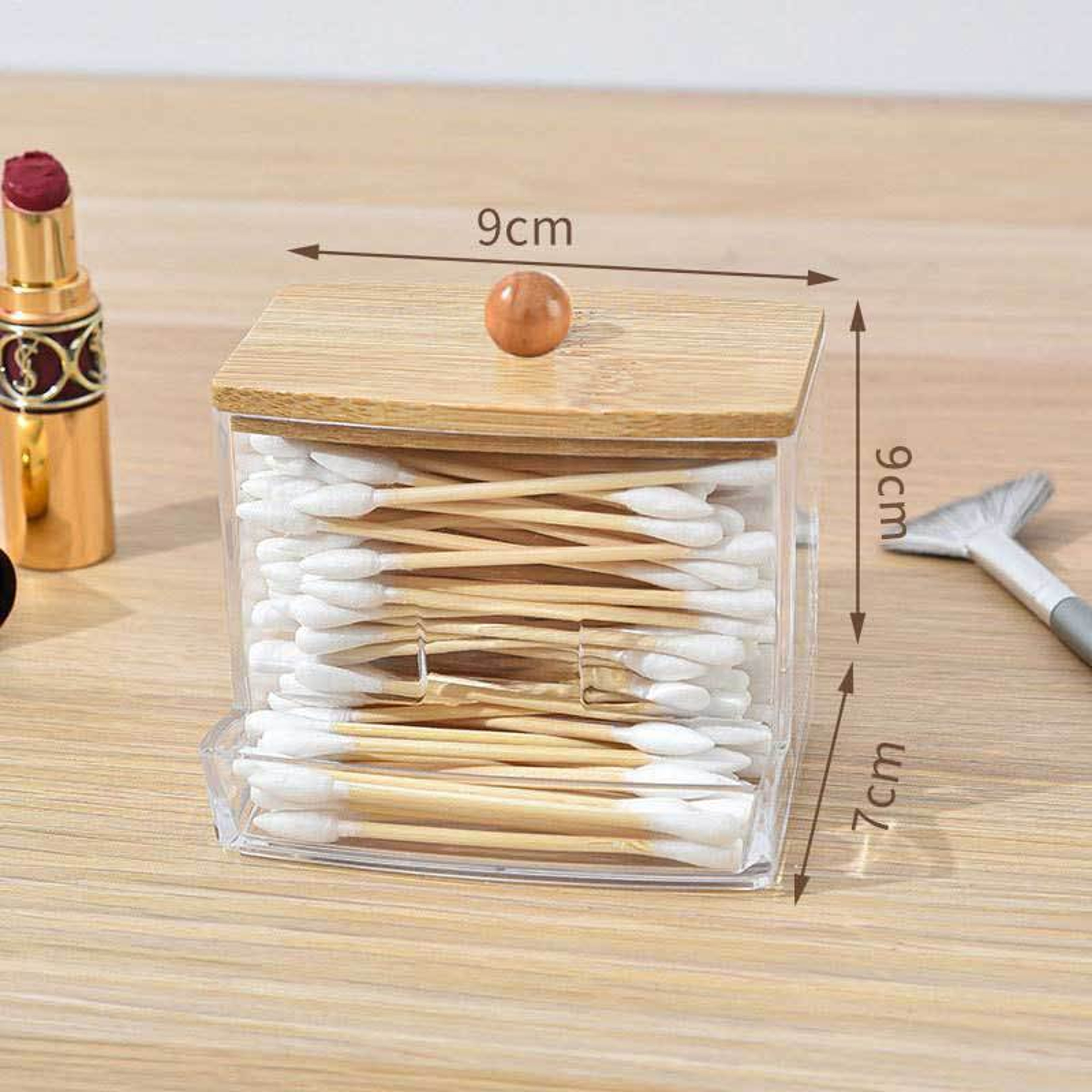 Bathroom Storage Container With Lid Cotton Swab Holder Dispenser And Organizer Art Supply Storage B 6