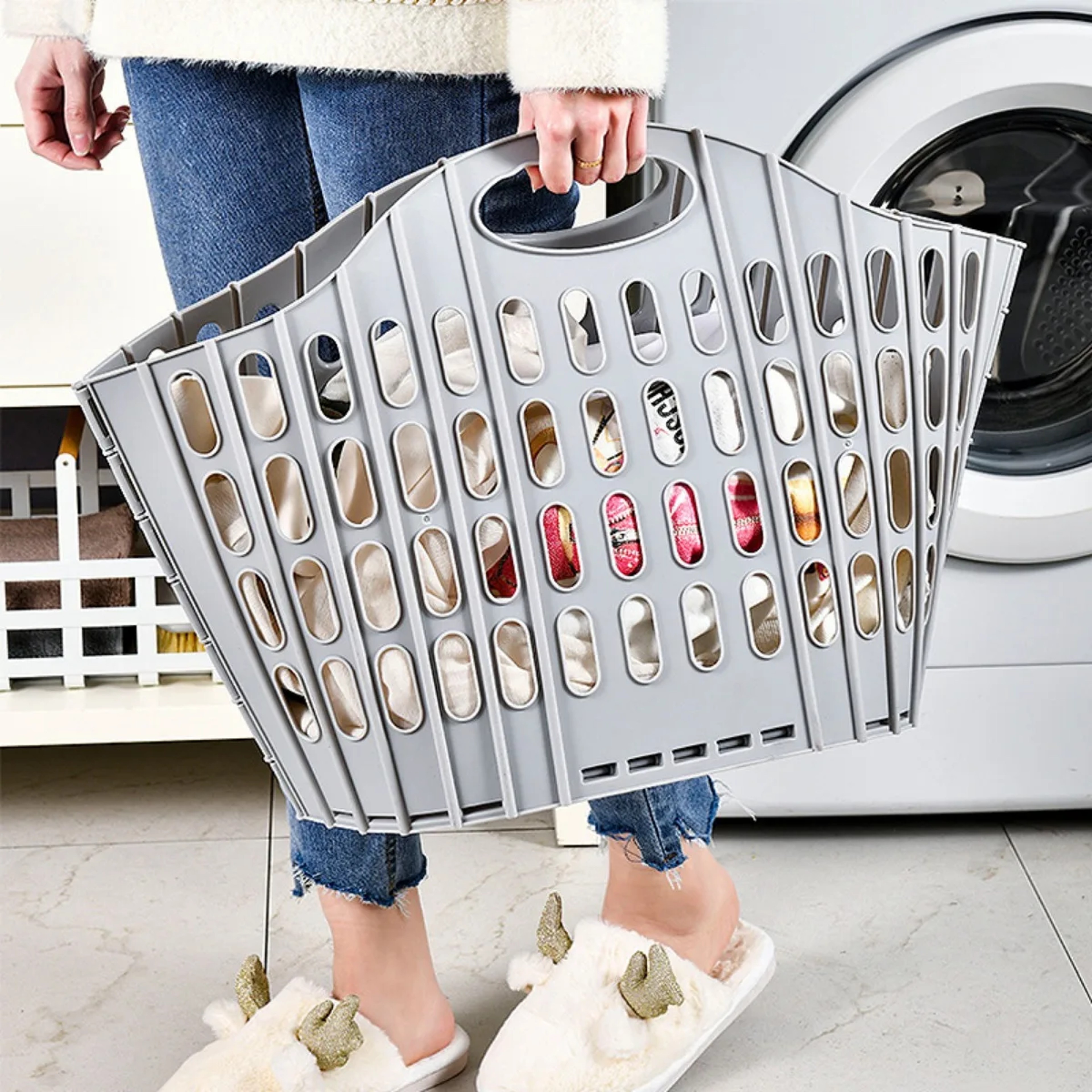 Highcapacity Portable Laundry Hamper Modern Foldable Dirty Clothes Organizer Durable Laundry Basket 2