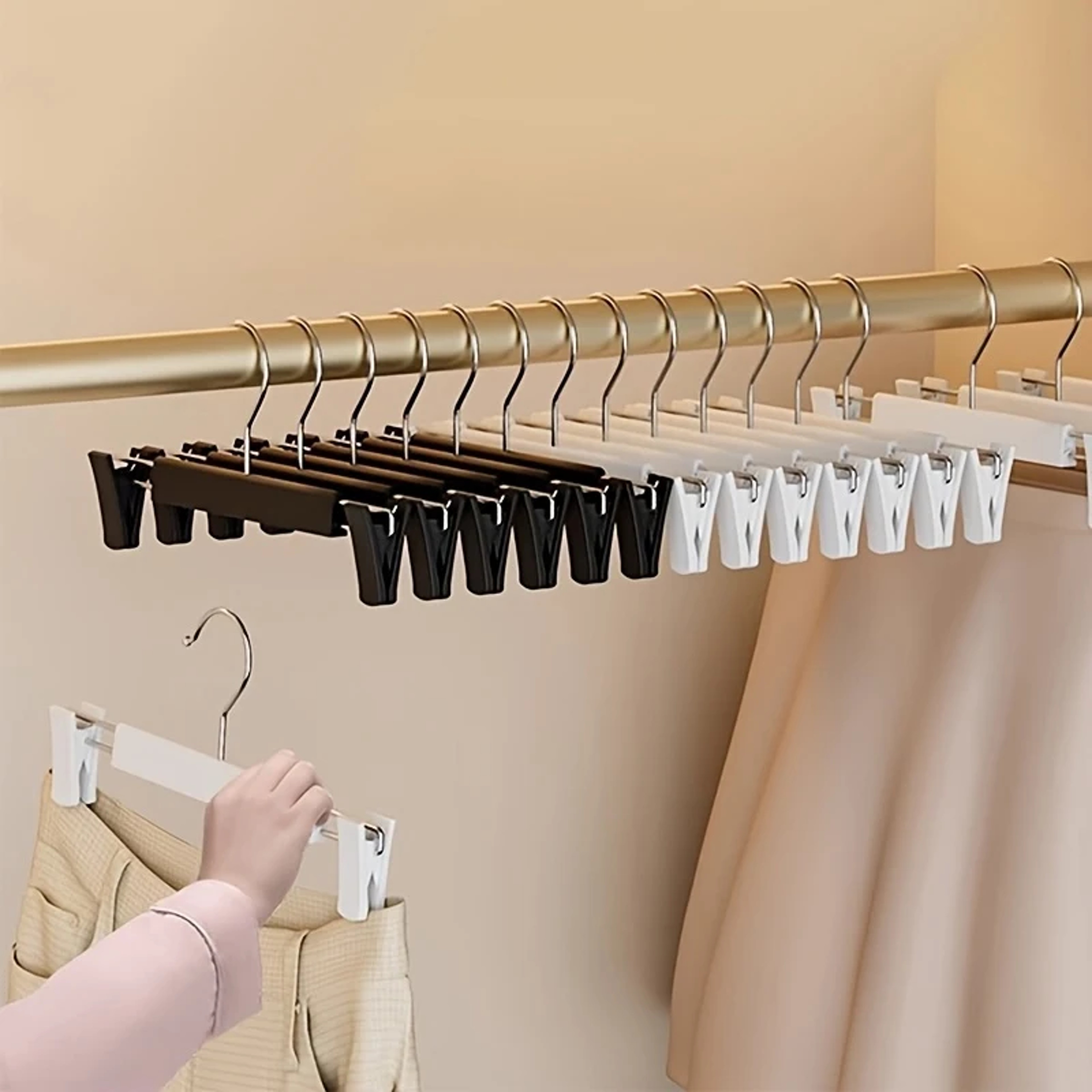 Space-Saving Pants Hangers with Adjustable Clips for Clothes Jeans Skirt – view 2