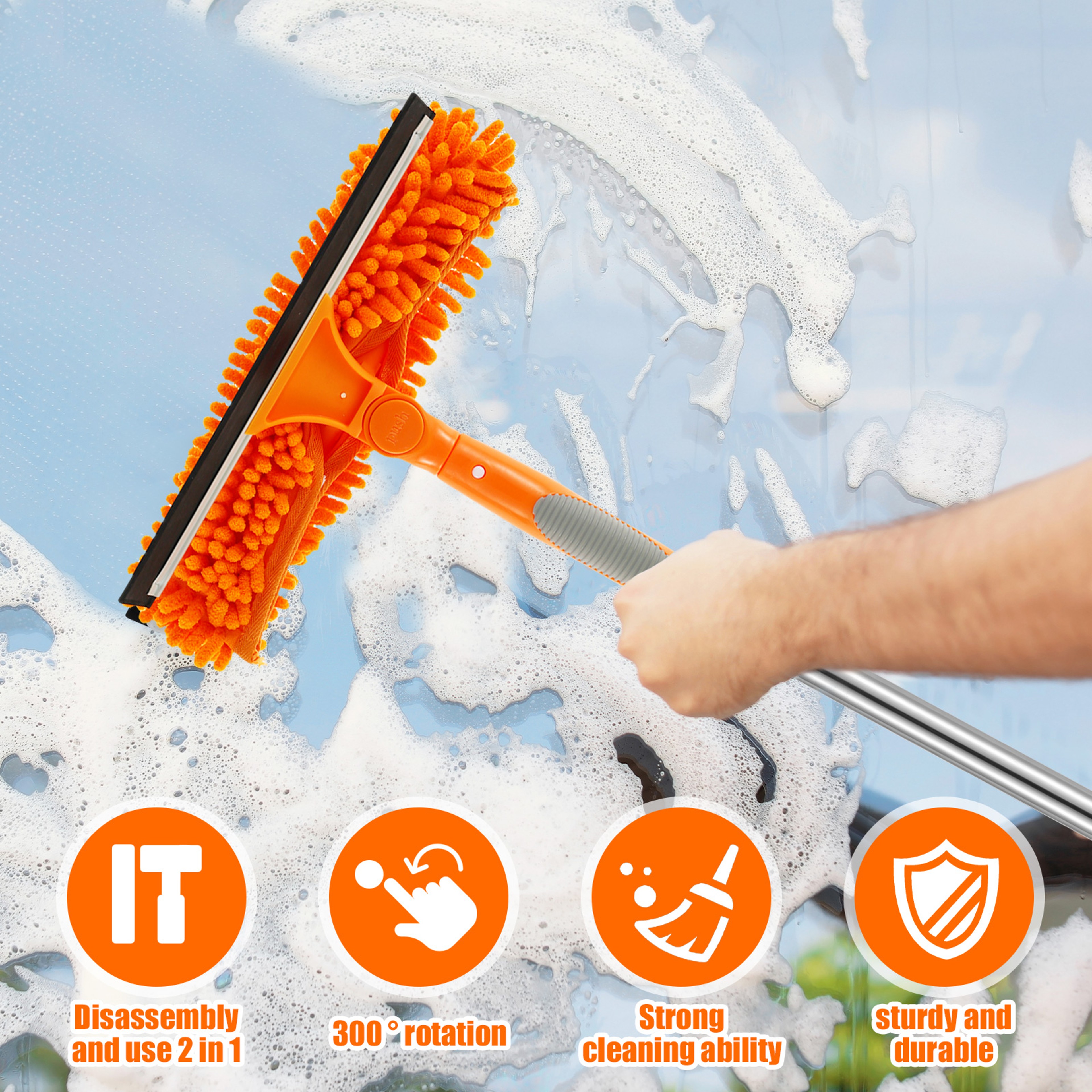 Rotatable Window Mop Extendable Cleaning Tools Set Household Squeegee Wiper Dust Brush New 1