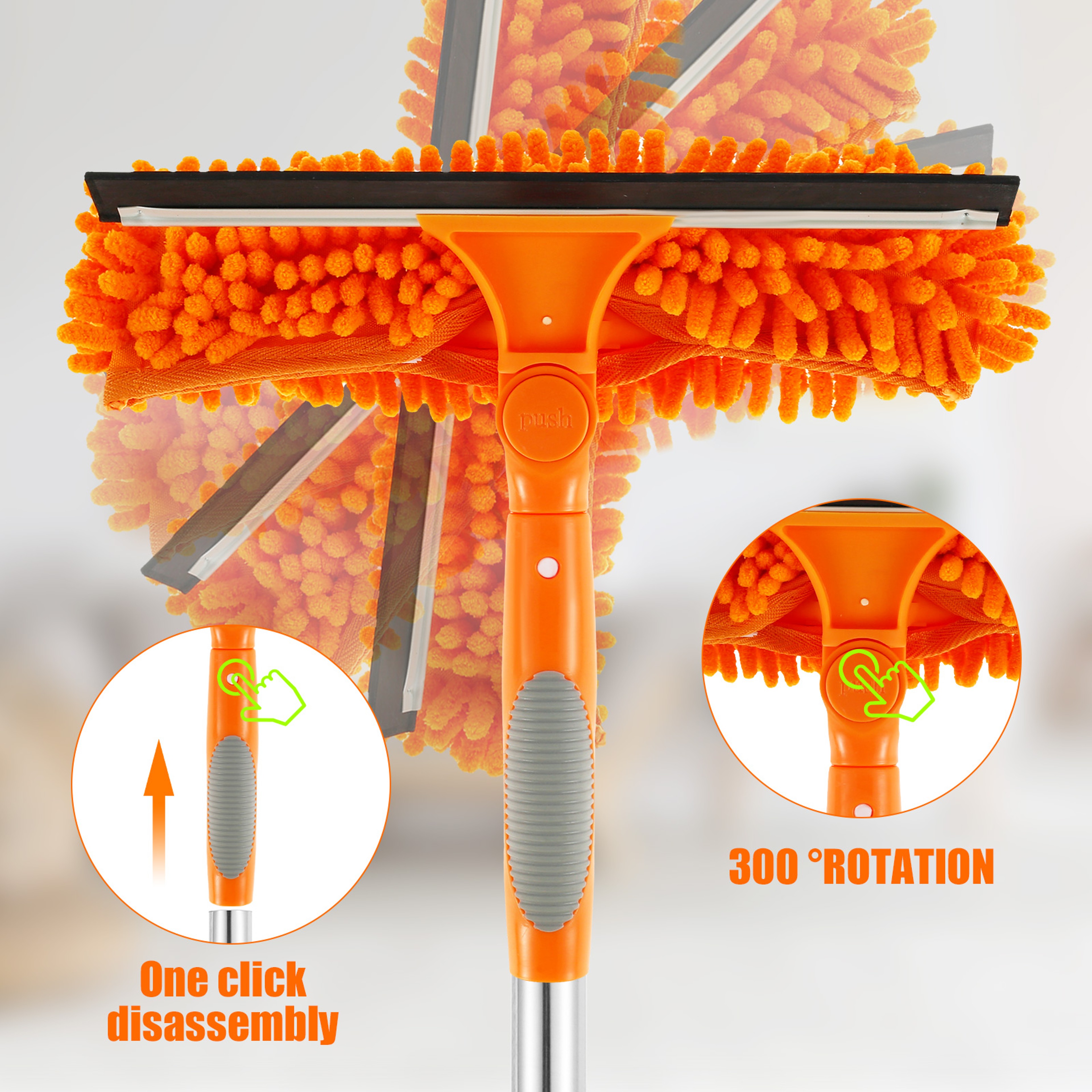 Rotatable Window Mop Extendable Cleaning Tools Set Household Squeegee Wiper Dust Brush New 3