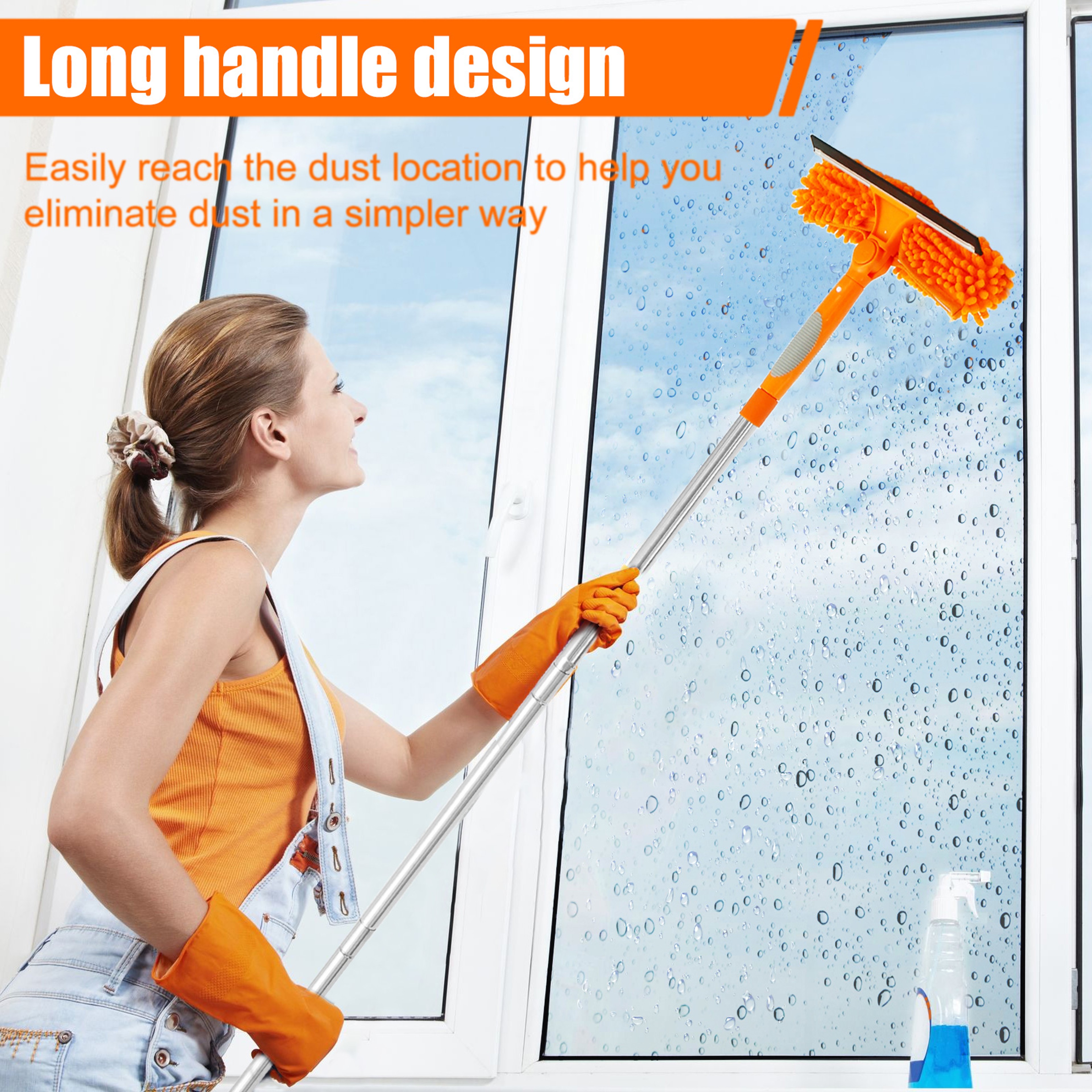 Rotatable Window Mop Extendable Cleaning Tools Set Household Squeegee Wiper Dust Brush New 4