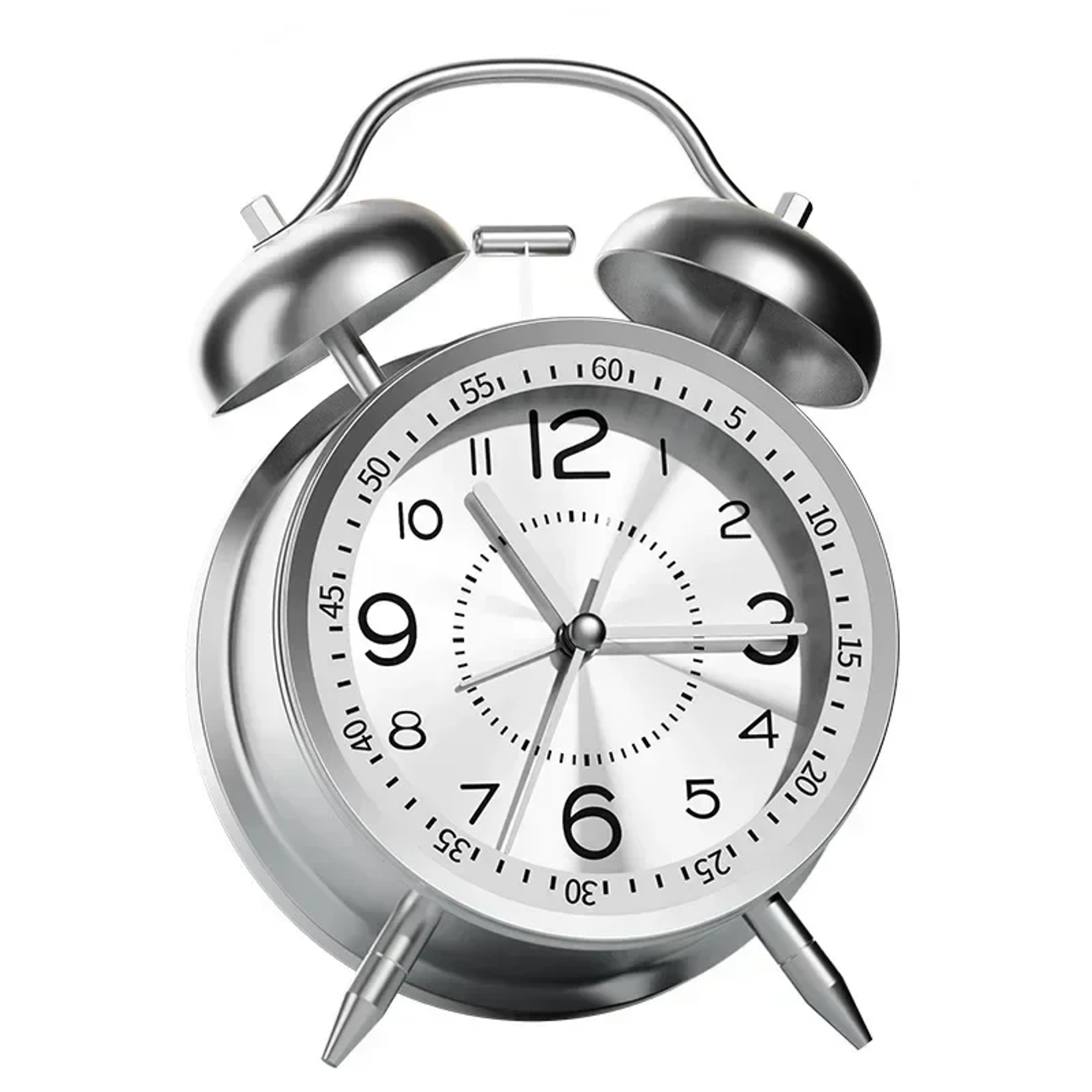 Twin Bell Loud Alarm Clock With Metal Frame And 3D Dial Battery Operated Desk Table Clock With Back 0