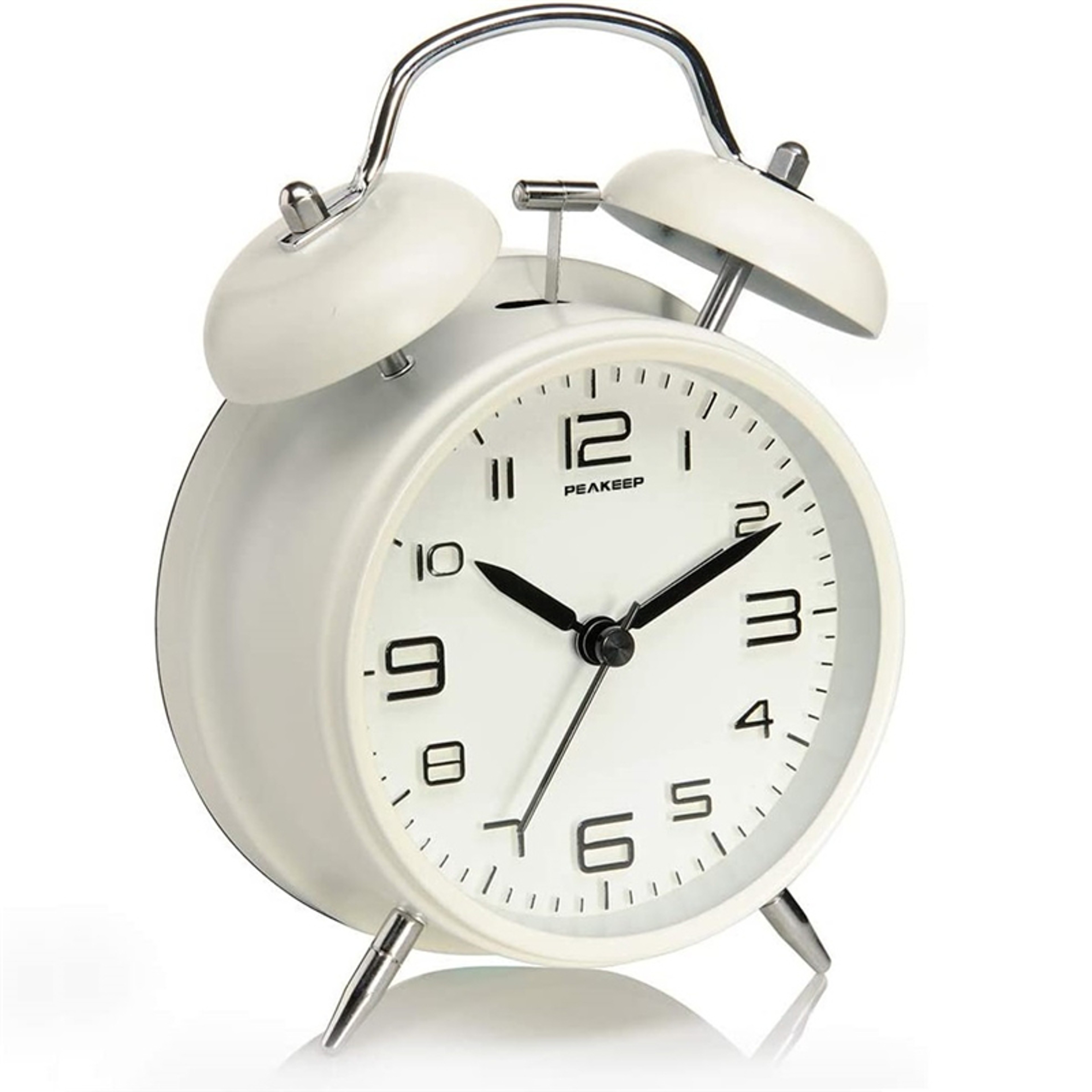 Metal Frame Twin Bell Alarm Clock With 3D Dial Backlight Battery Operated Desk Table Clock For Home 8