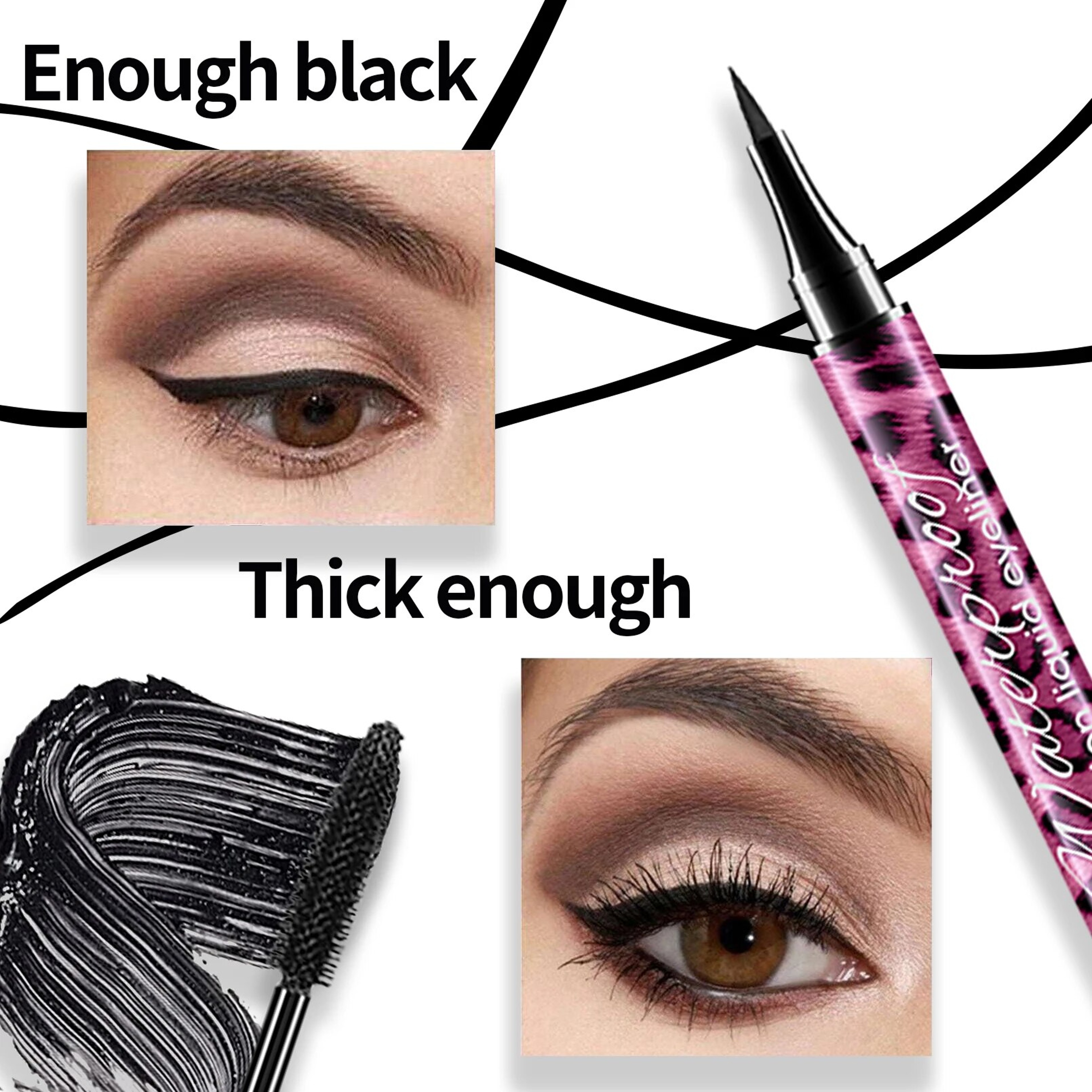 Waterproof Liquid Eyeliner Pencil 4D Mascara Set Cosmetics Curling Thick Eyebrow Pencil Eye Liner M 3
