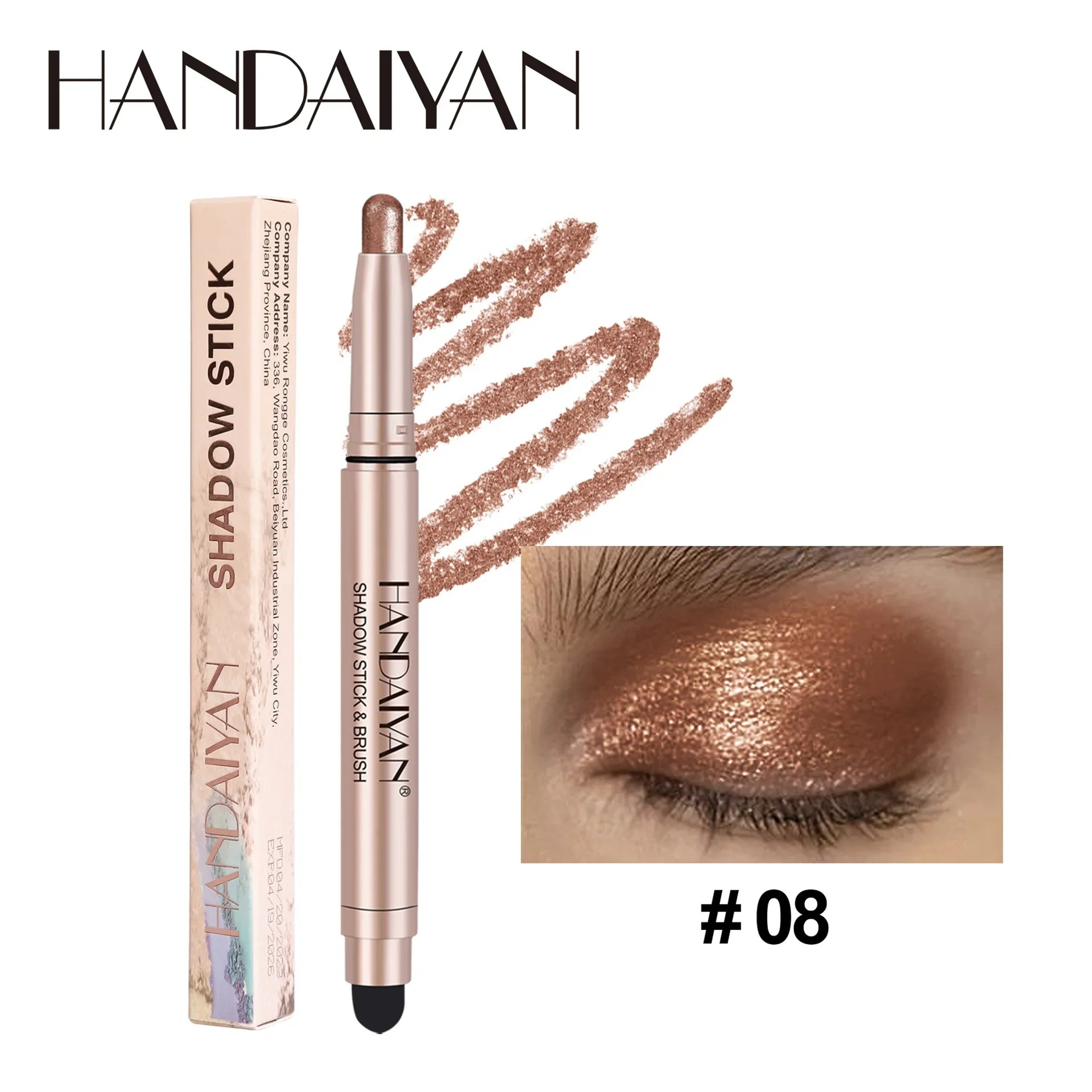 Waterproof Smoky Dark Black Eyeshadow Pencil Stick Matte Metallic Pearlescent Glitter Makeup Tool H 12