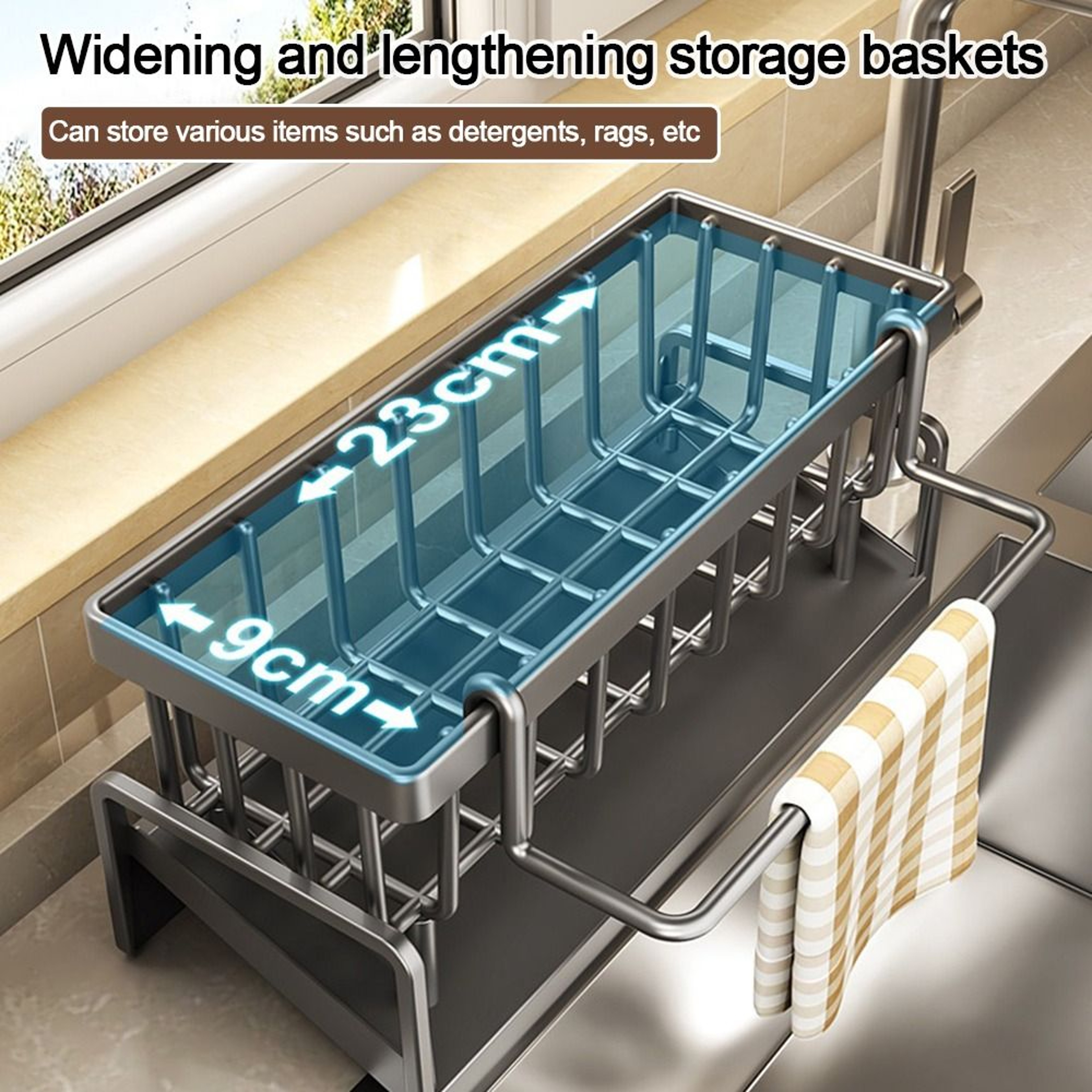 Selfdraining Kitchen Storage Rack Sink Shelf Sponge Holder Organizer Hanging Soap Basket Bathroom C 3