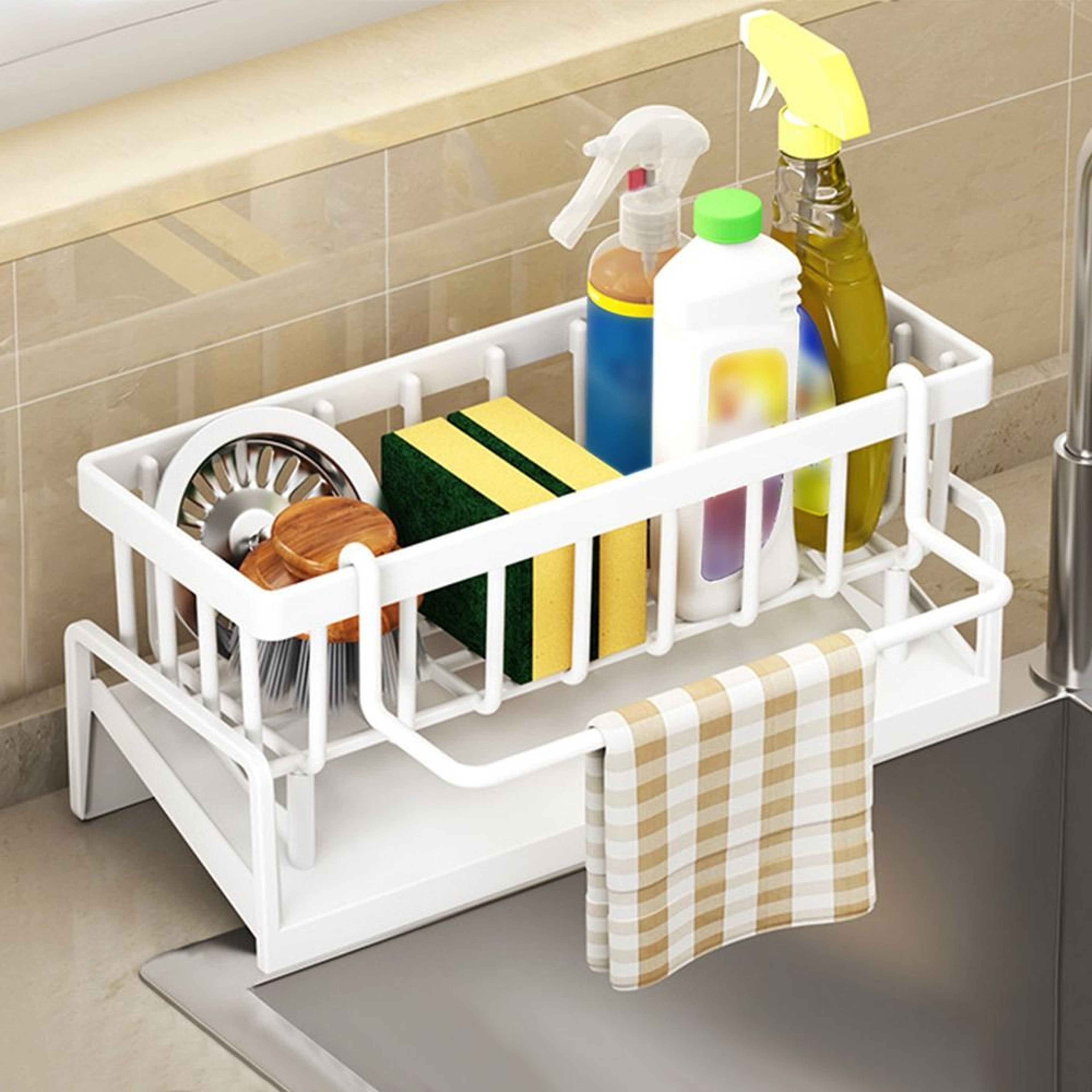 Selfdraining Kitchen Storage Rack Sink Shelf Sponge Holder Organizer Hanging Soap Basket Bathroom C 7