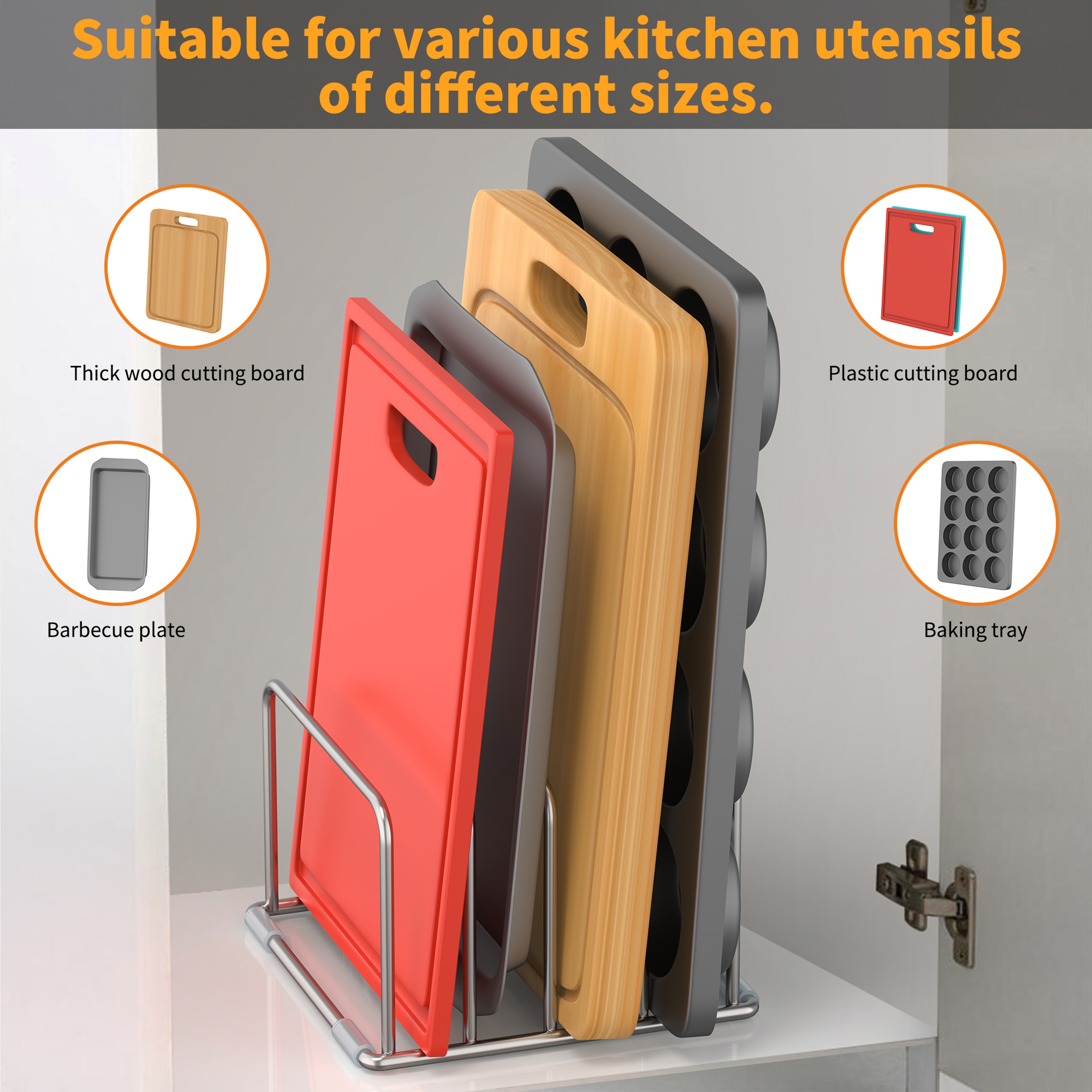 Chopping Board Storage Rack Stainless Steel Cutting Board Stand Cutting Board Holder 2