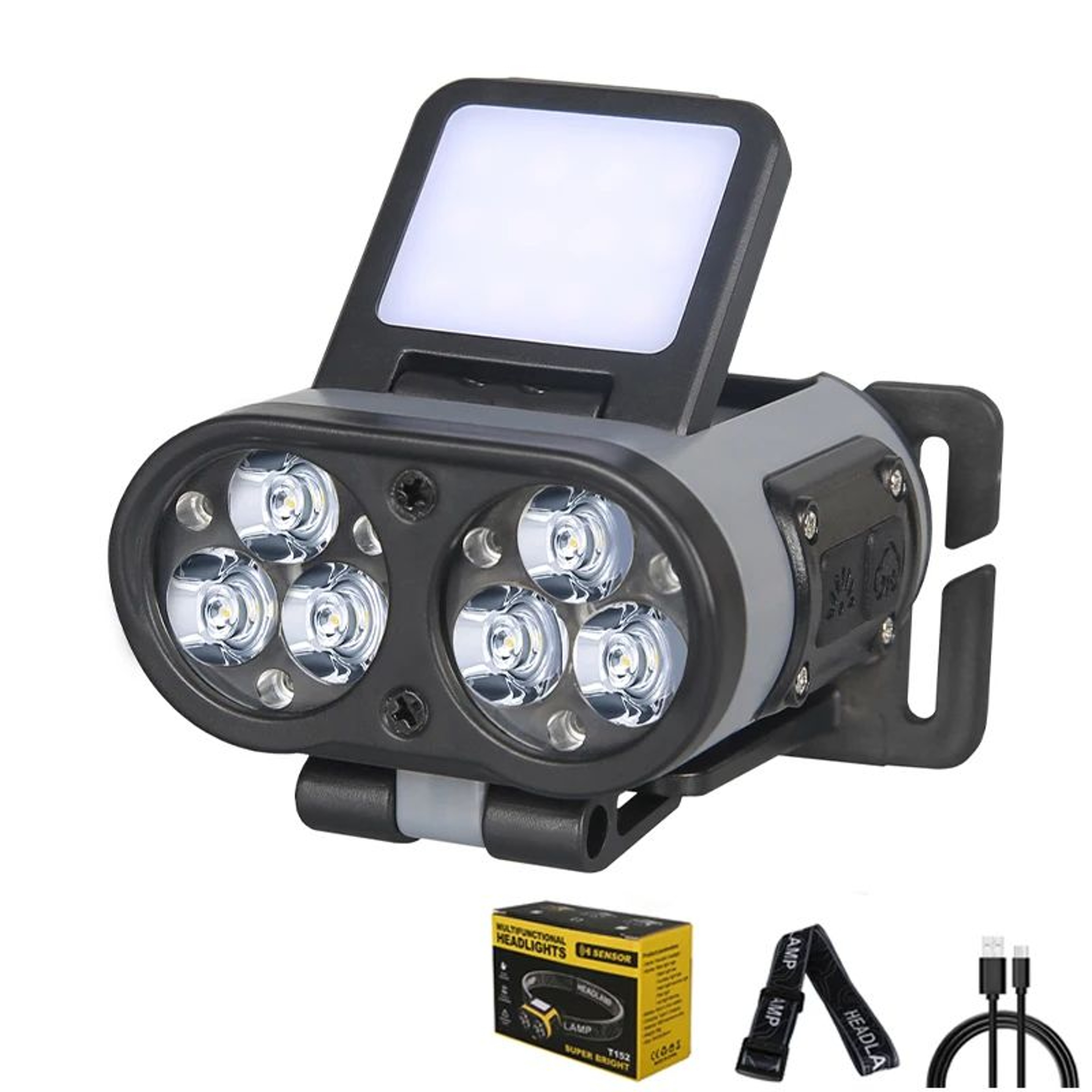 Sensor COB LED Headlamp Cap Clip Light USB Rechargeable Head Flashlight With Builtin Battery For Ca 0