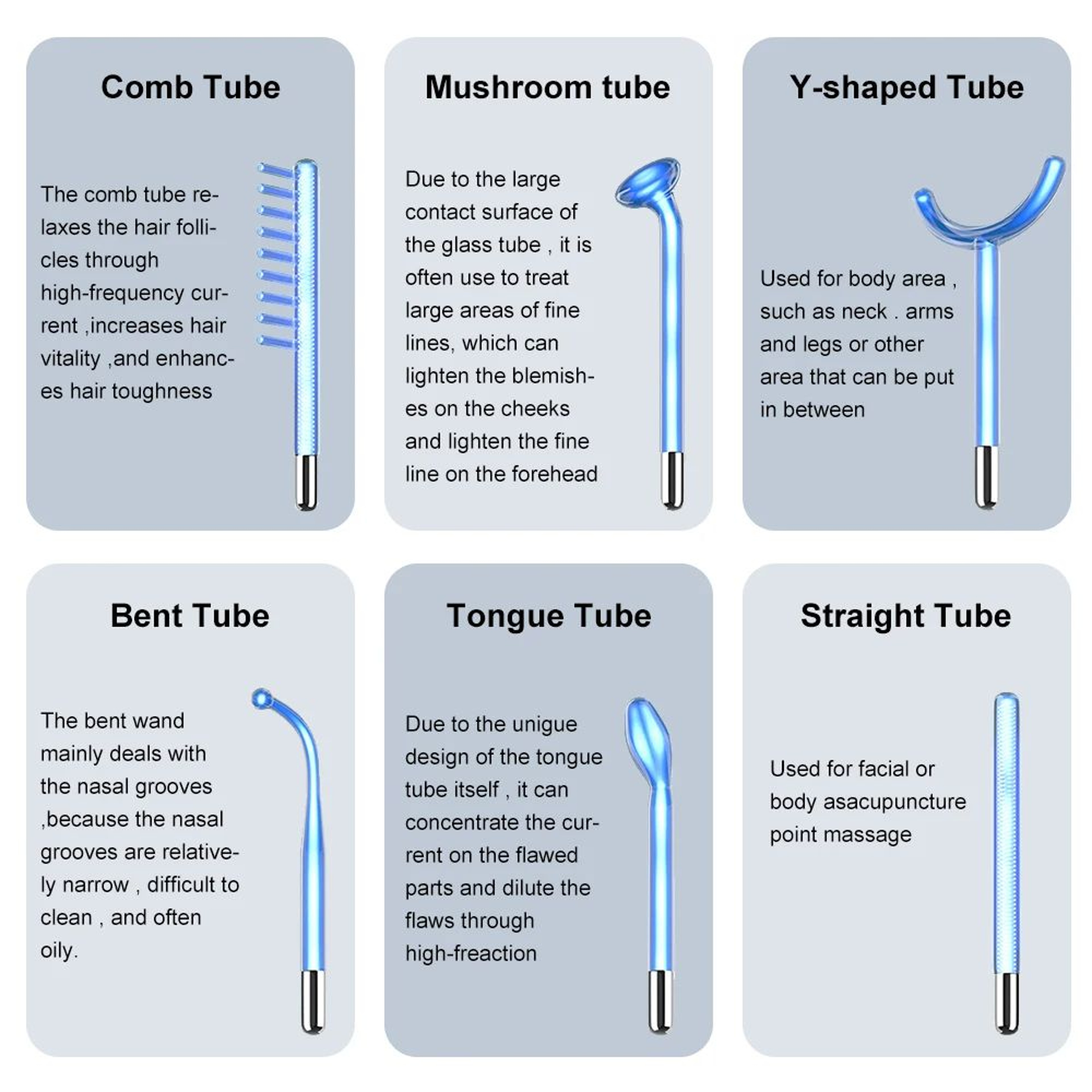 High Frequency Electrode Wand For Home Spa Glass Tube Electrotherapy Acne Spot Remover Facial Thera 3