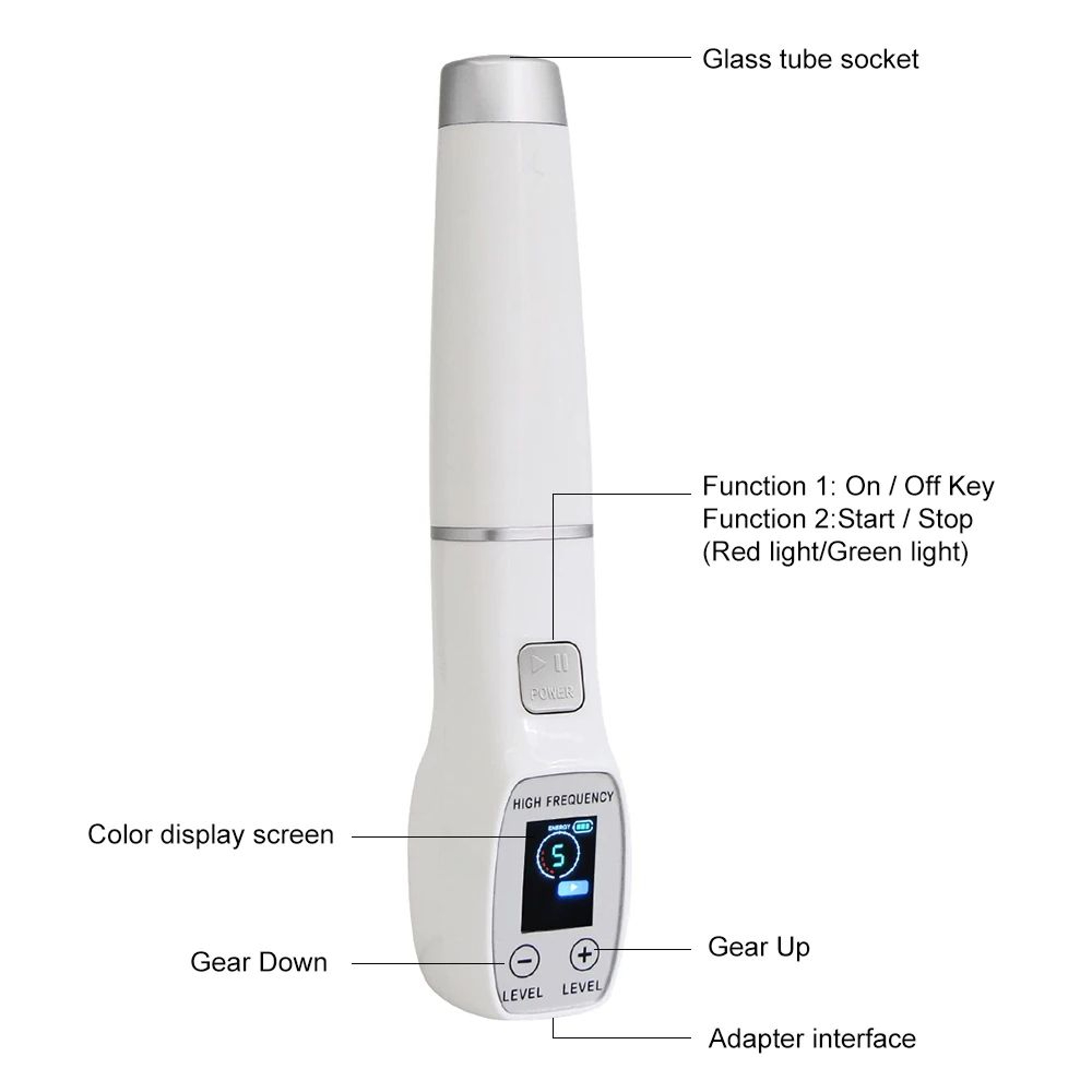 High Frequency Electrode Wand For Home Spa Glass Tube Electrotherapy Acne Spot Remover Facial Thera 4