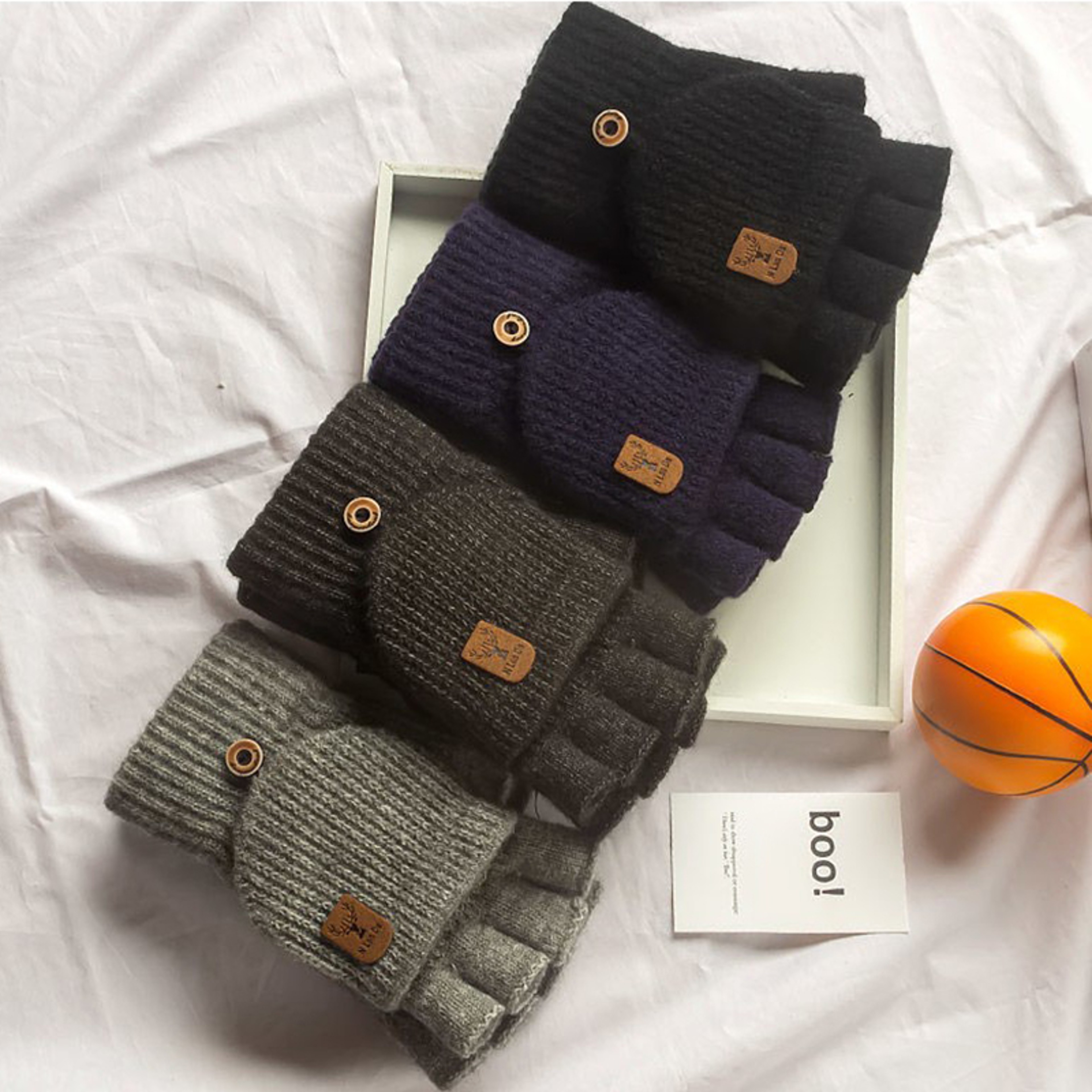 Winter Knitted Fingerless Gloves for Men & Women Thicken Warm Half Finger Touchscreen Student Gloves for Typing, Driving – view 2