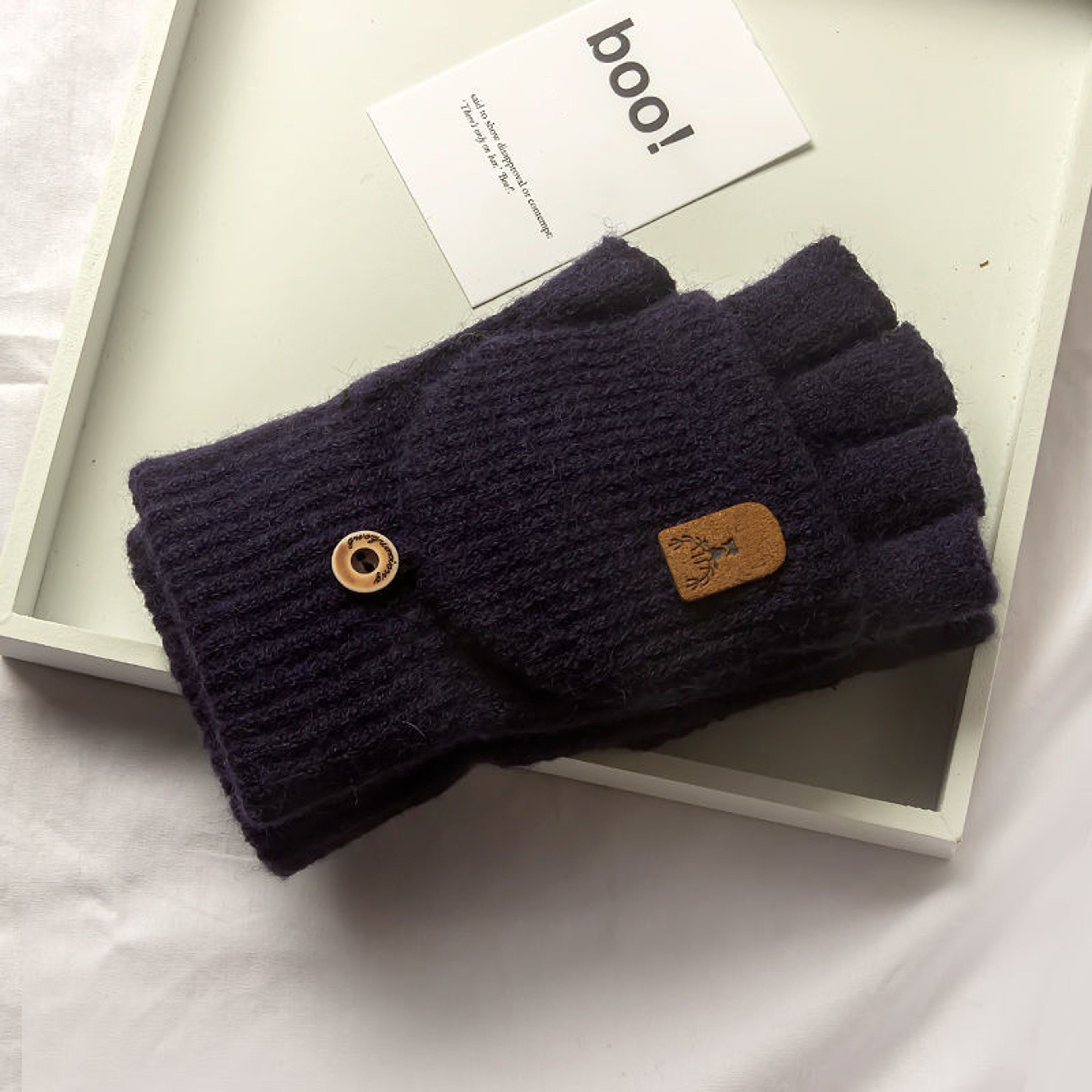 Winter Knitted Fingerless Gloves for Men & Women Thicken Warm Half Finger Touchscreen Student Gloves for Typing, Driving – view 7