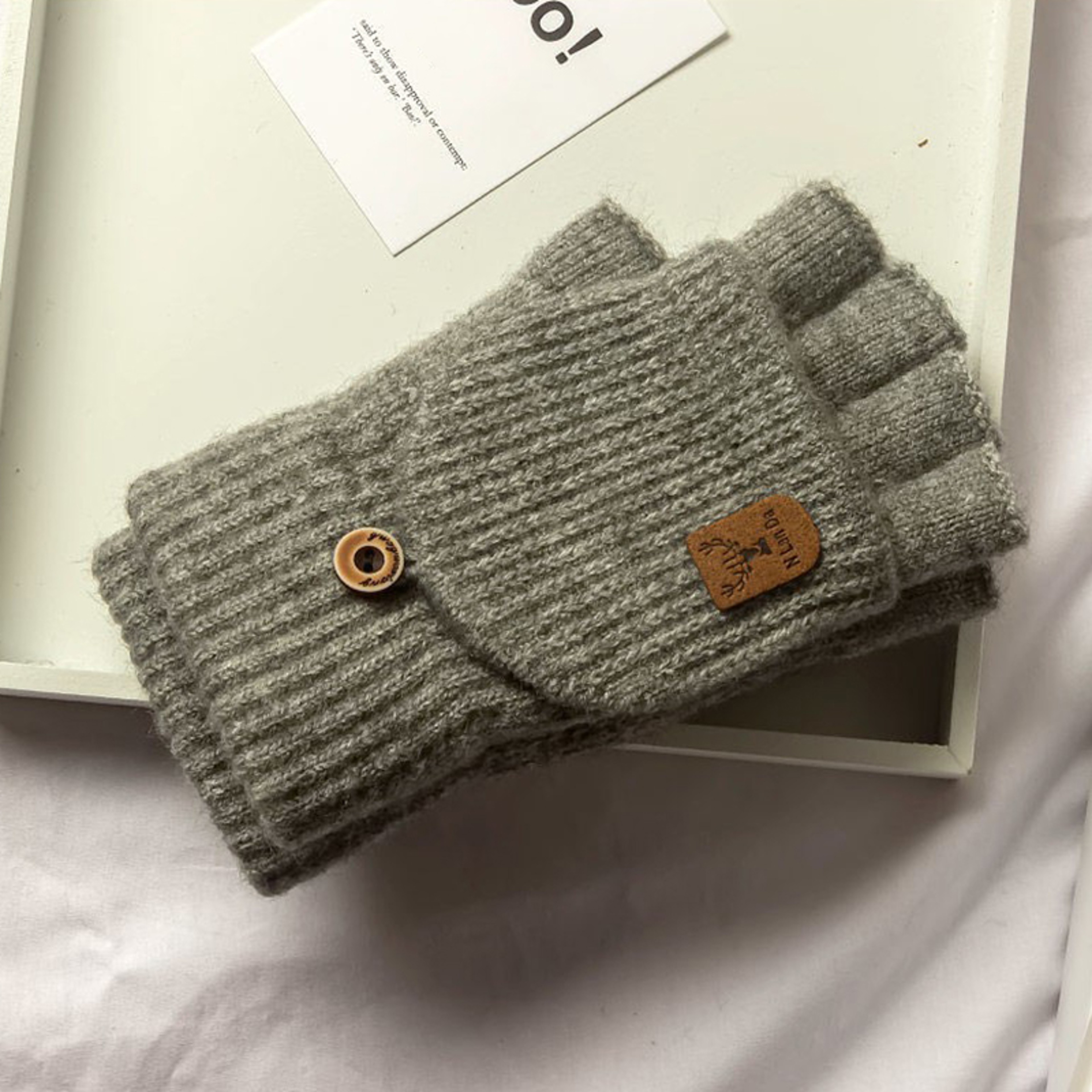 Winter Knitted Fingerless Gloves for Men & Women Thicken Warm Half Finger Touchscreen Student Gloves for Typing, Driving – view 8