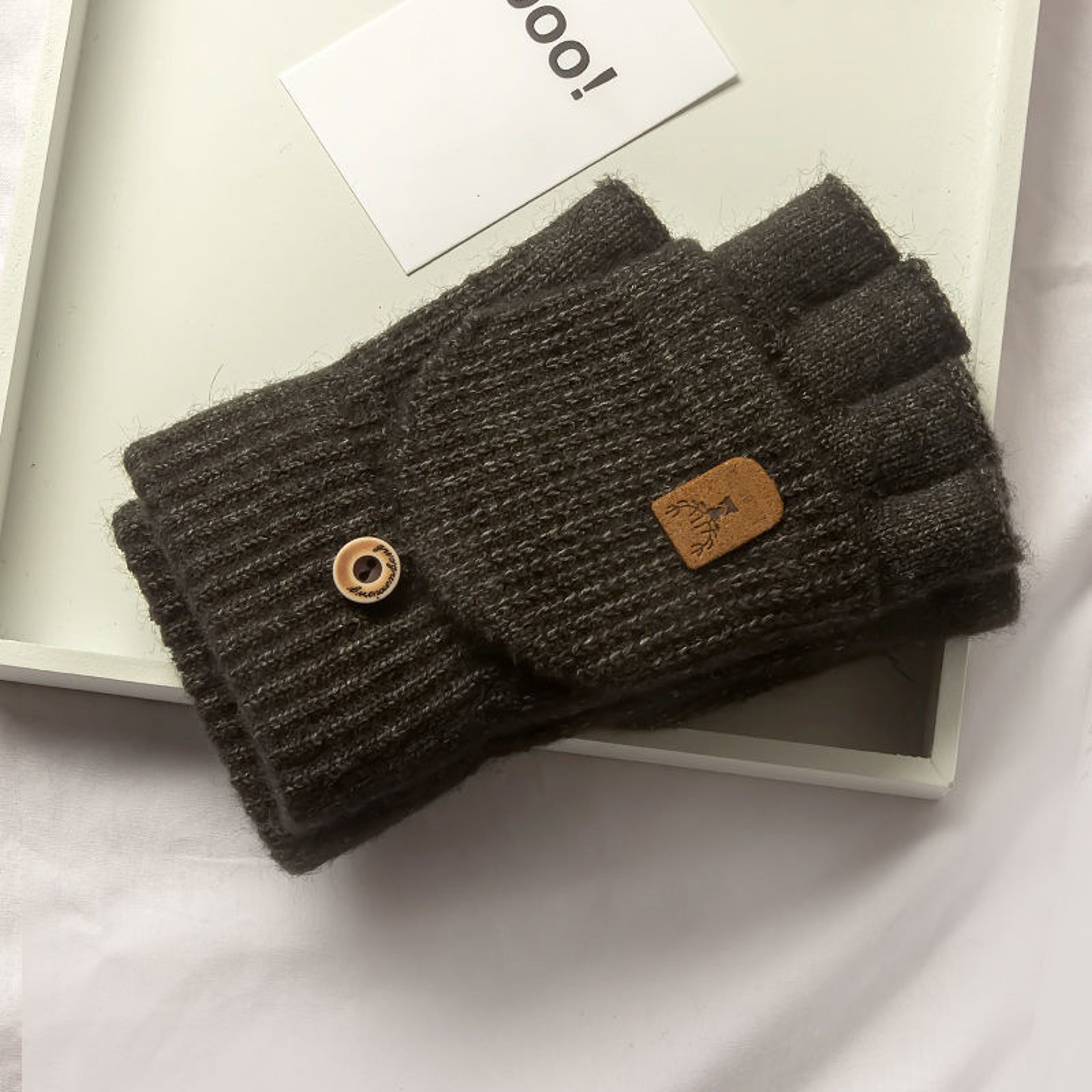 Winter Knitted Fingerless Gloves for Men & Women Thicken Warm Half Finger Touchscreen Student Gloves for Typing, Driving – view 9