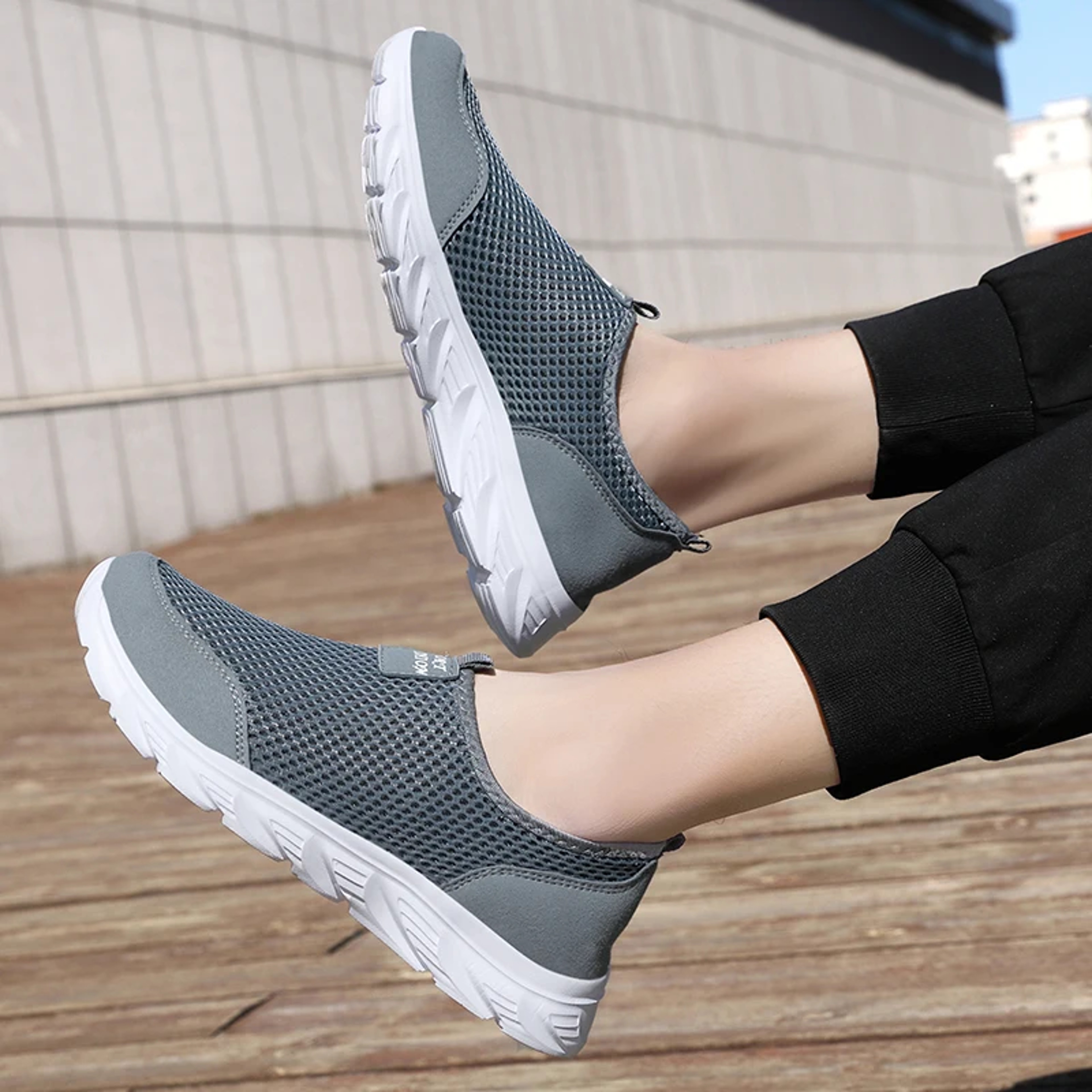 Breathable Mesh Men Running Shoes, Lightweight Summer Sneakers Casual Walking Slip-On Loafers Driving Zapatos Casuales – view 6