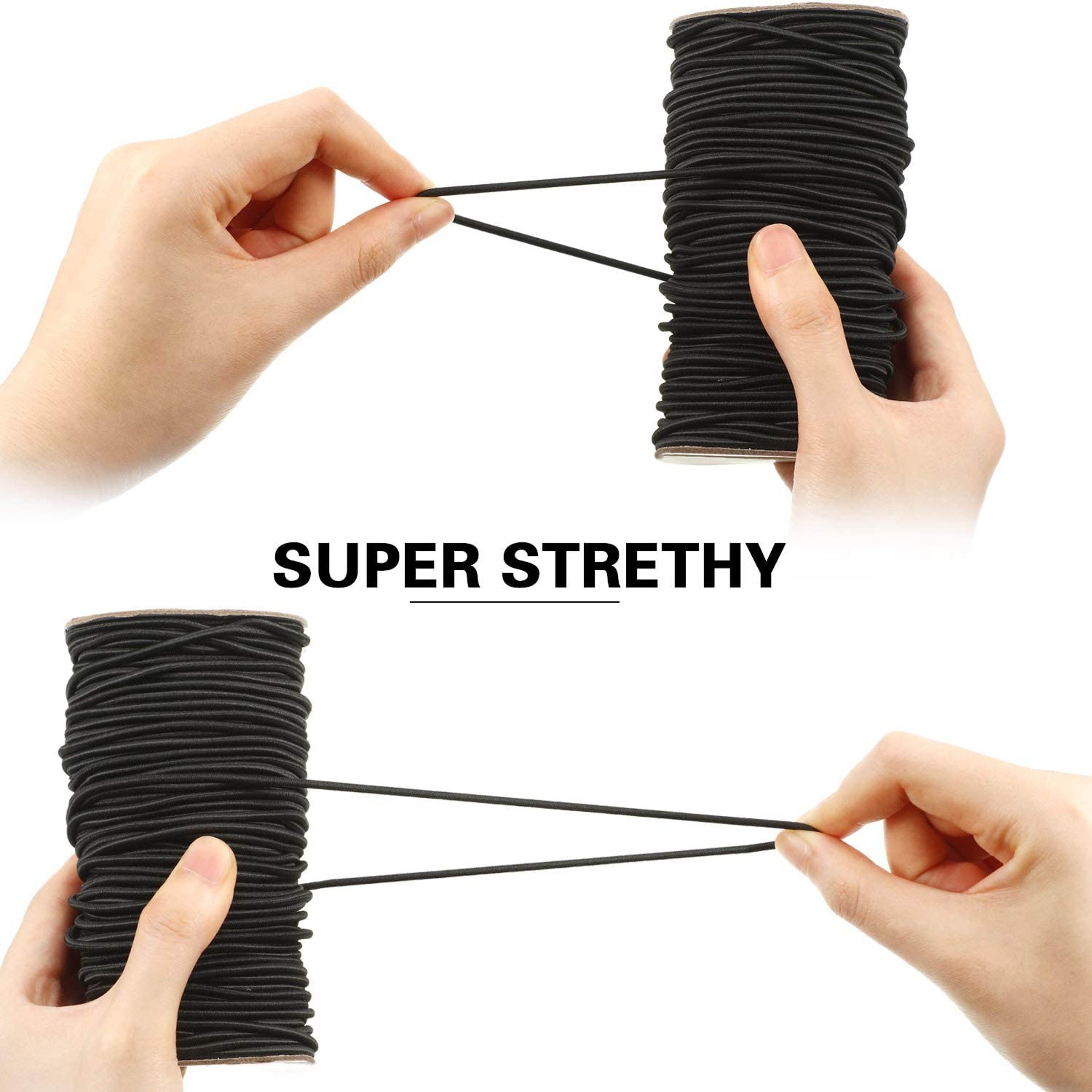 High-Quality Elastic Rope White/Black, Durable Sewing Rubber Band for Garment DIY, Tailor, Craft, Face Mask, and Stretch – view 2